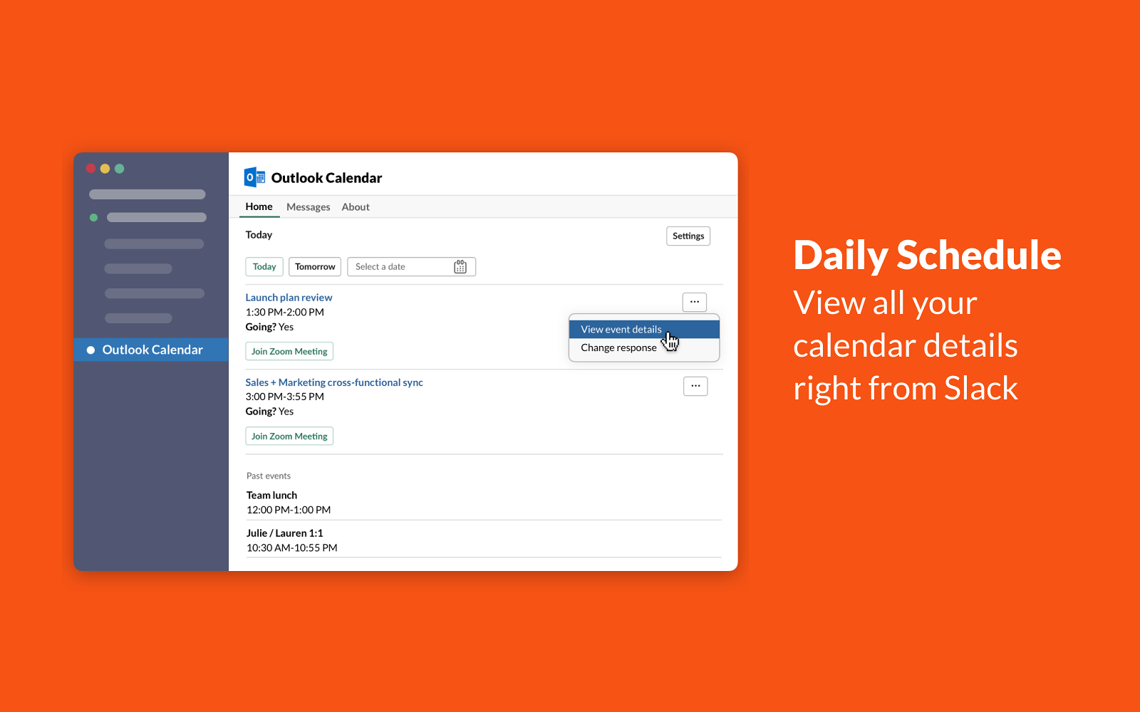 Outlook Calendar Slack App Directory