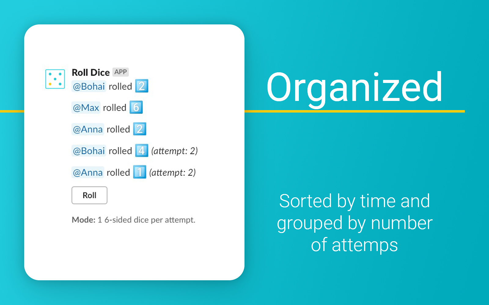 Roll Dice Slack App Directory