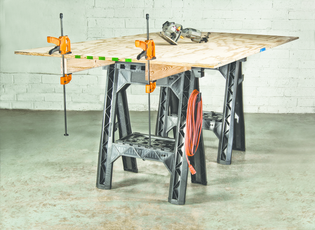 Sawhorse secures materials with clamps For Residential Pros