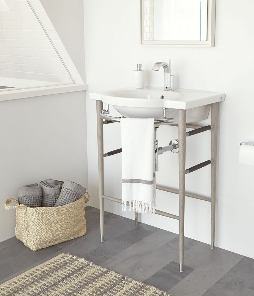 Wood Sink Stand with Leather Accents For Residential Pros