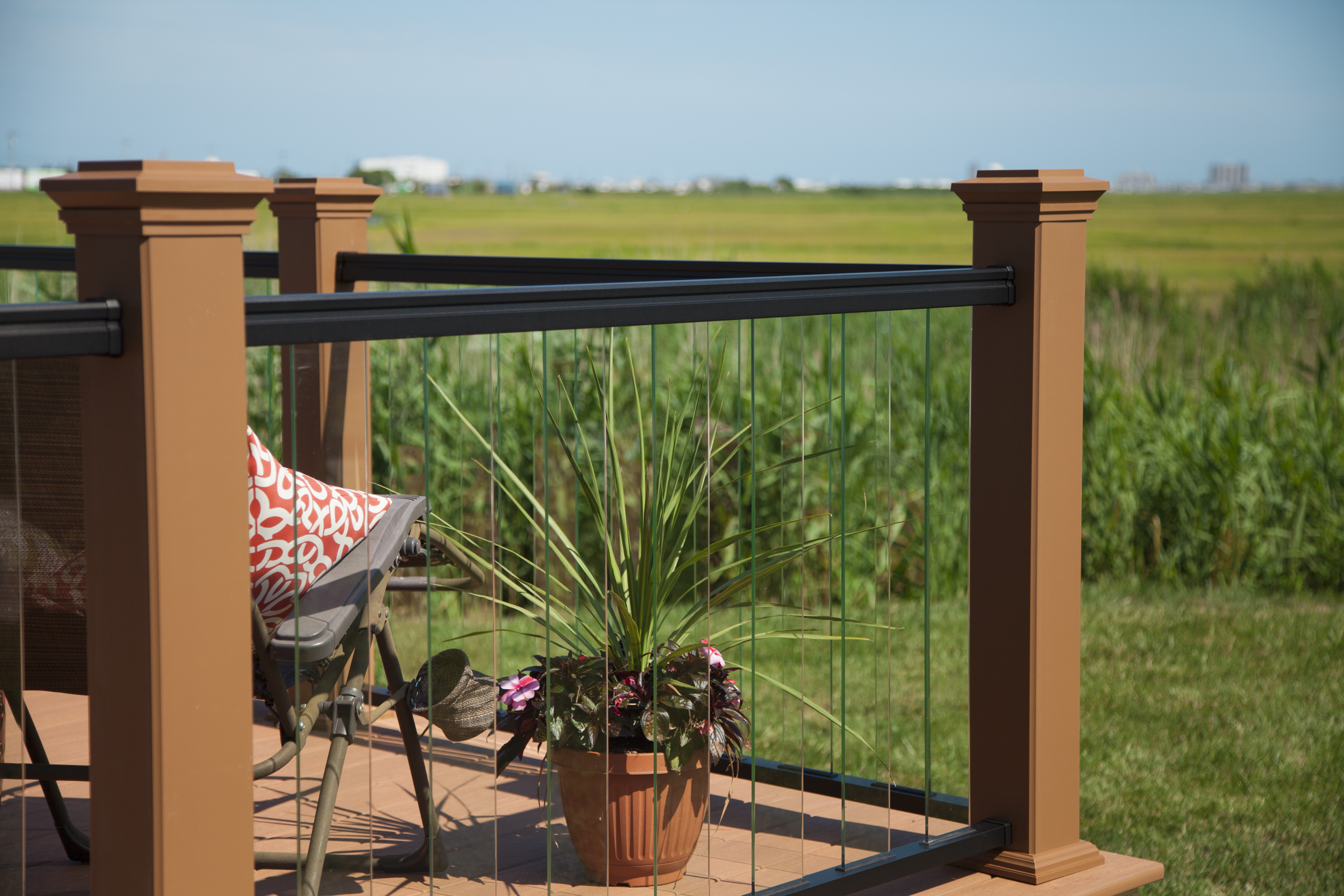 Aluminum railing system with glass slats option For Residential Pro