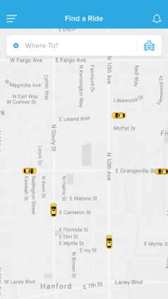 Find Ride App Screen