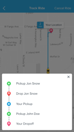 Route Selection App Screen