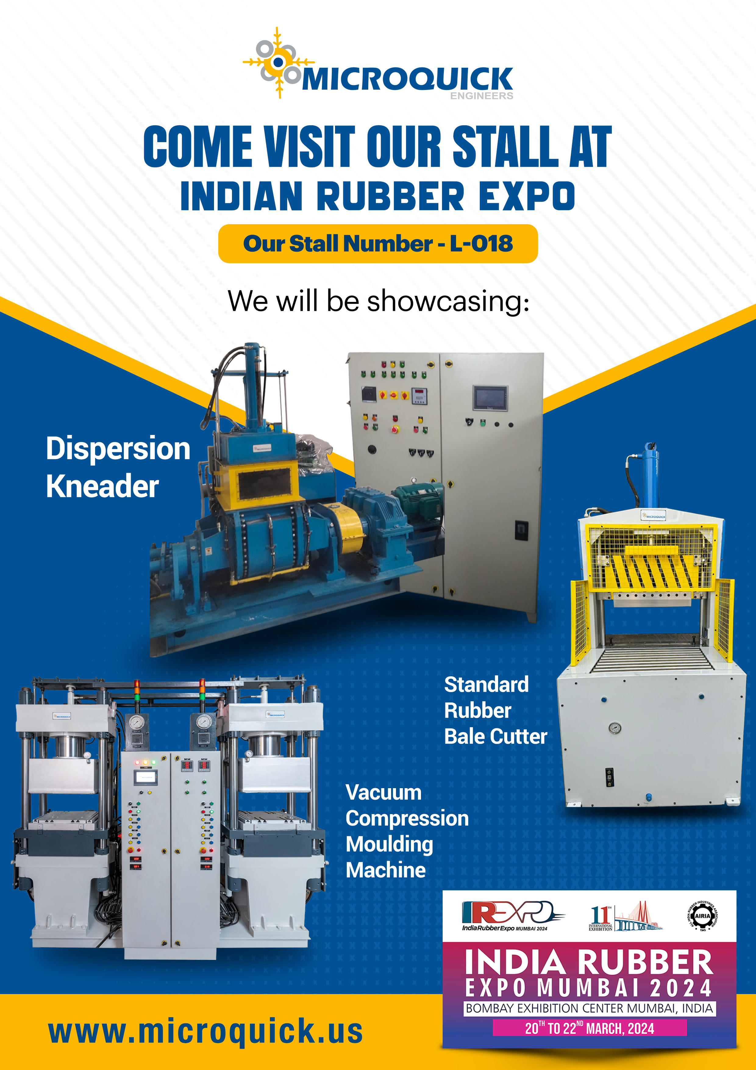Indian Rubber Expo: Showcasing Hydraulic Dispersion Kneader, Compression Moulding Machine & Bale Cutter