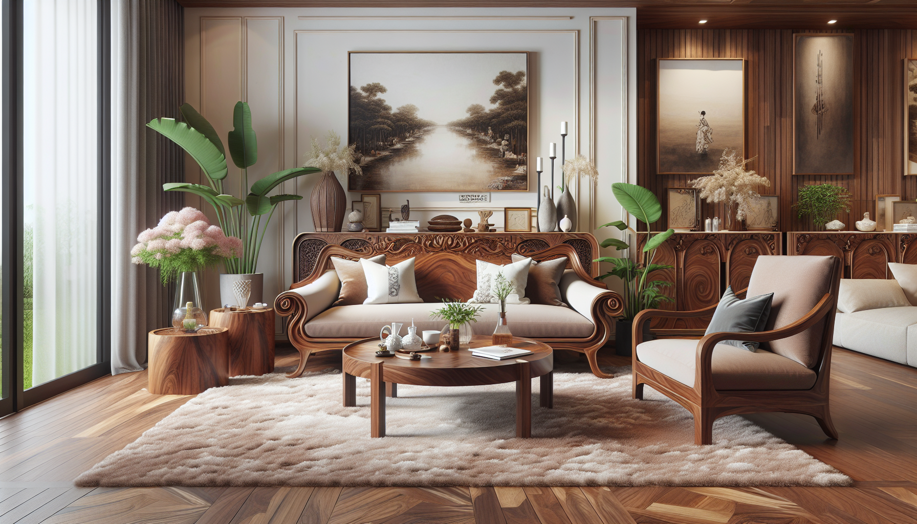 Sofa gỗ óc chó