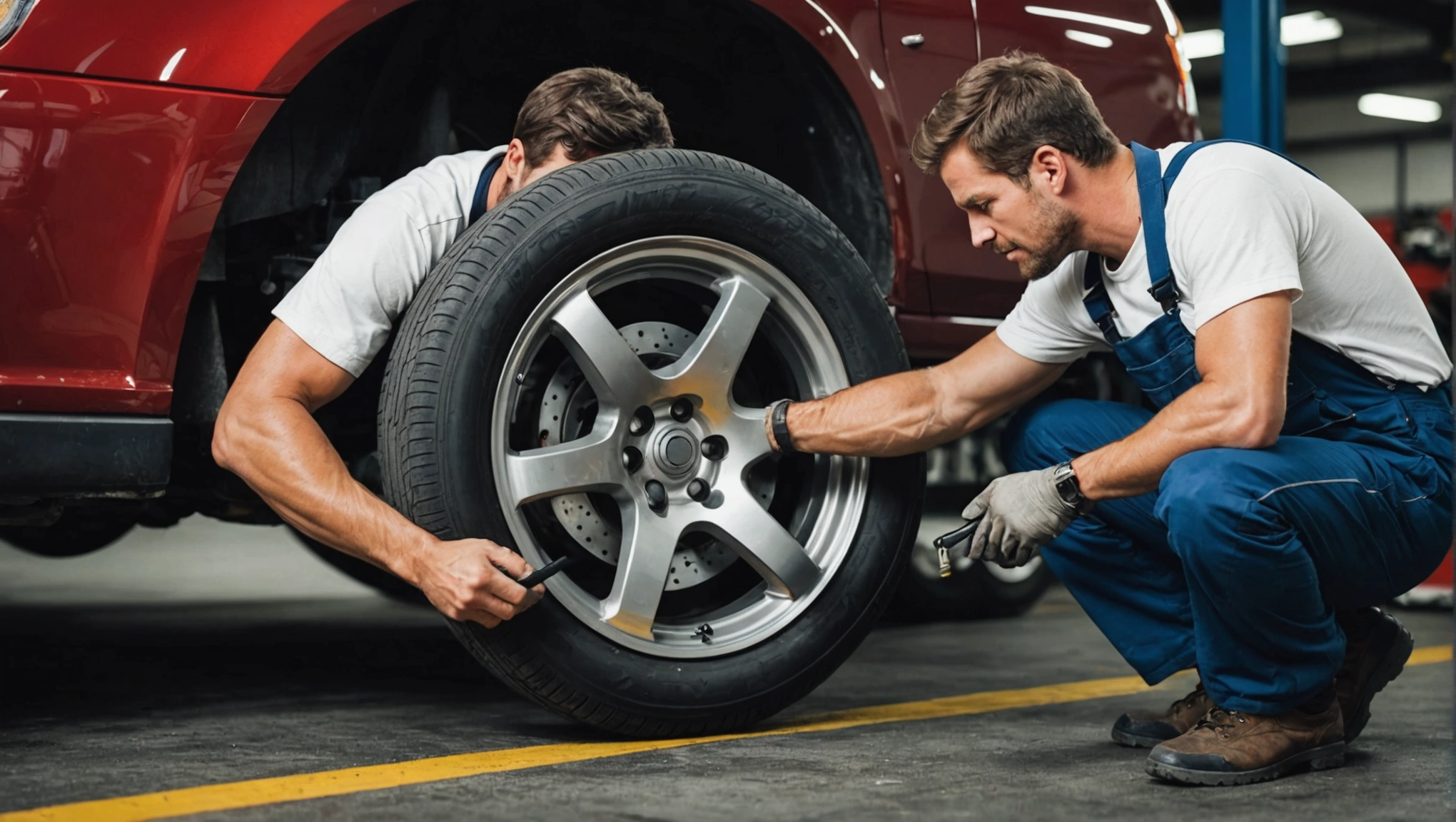 mechanic fixing tires