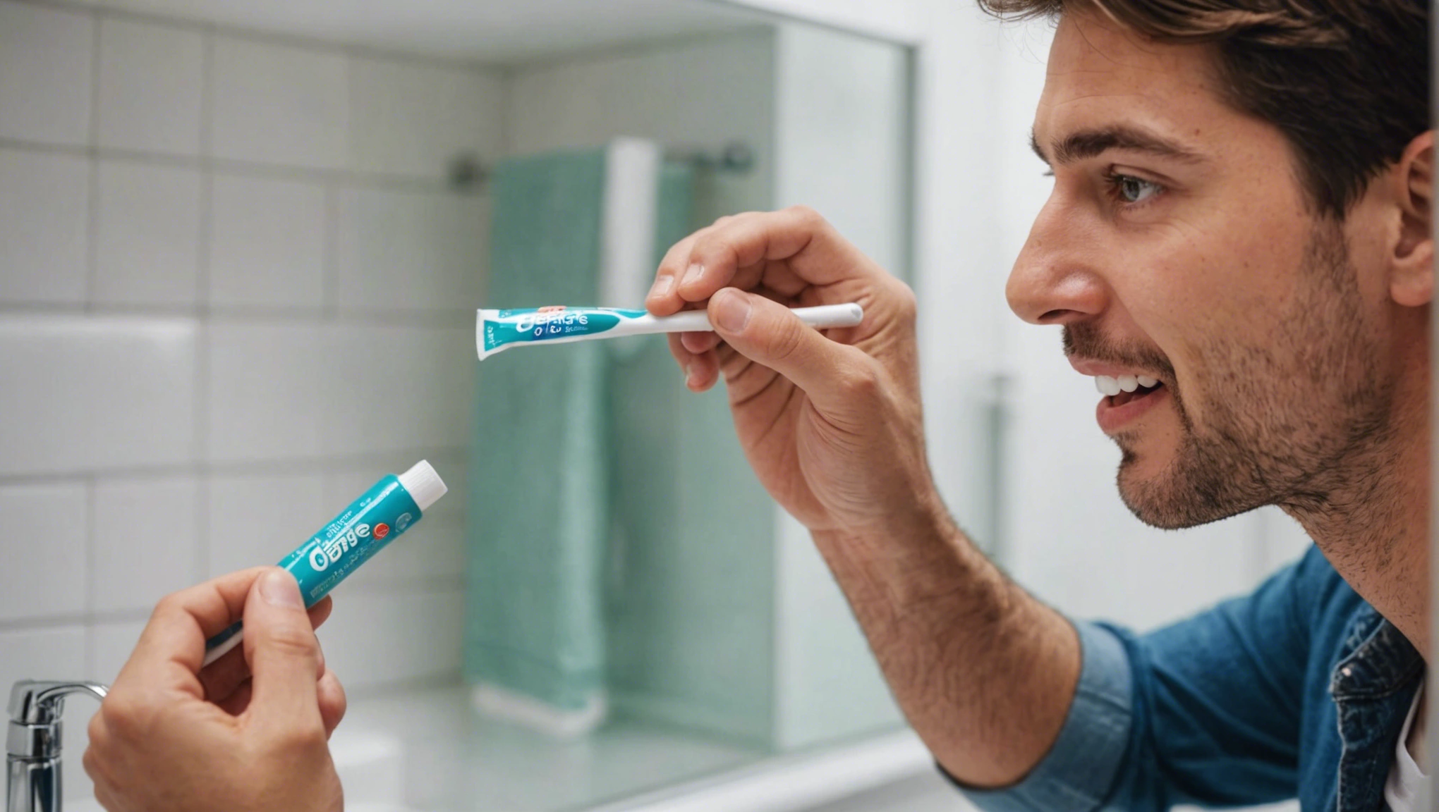 inspecting toothpaste to see if it has expired