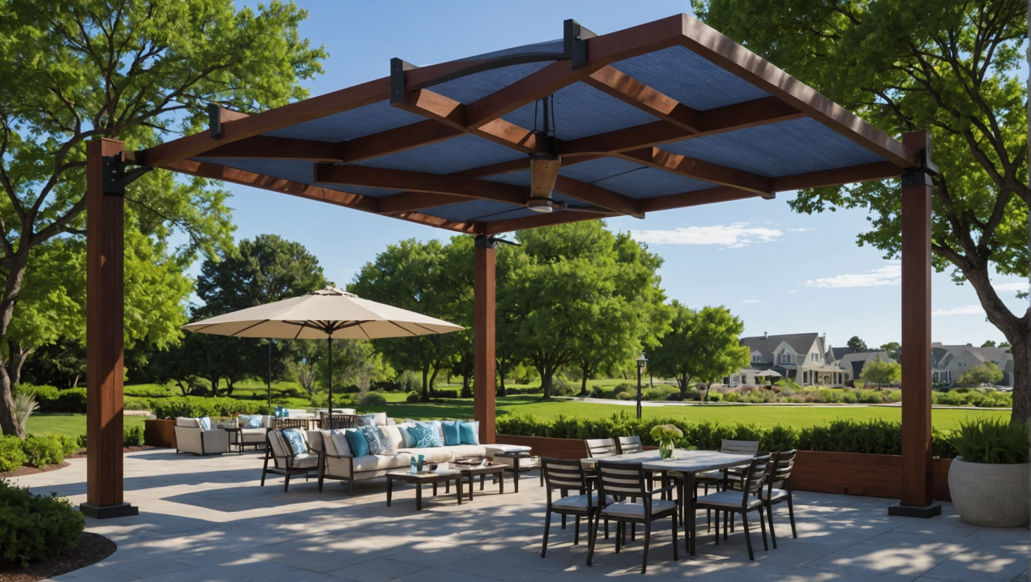 hauser patio umbrellas 10x10ft Umbrella, Deluxe Square Garden Umbrella, Beige Expansive Shade 12x12ft Best Patio Umbrella with