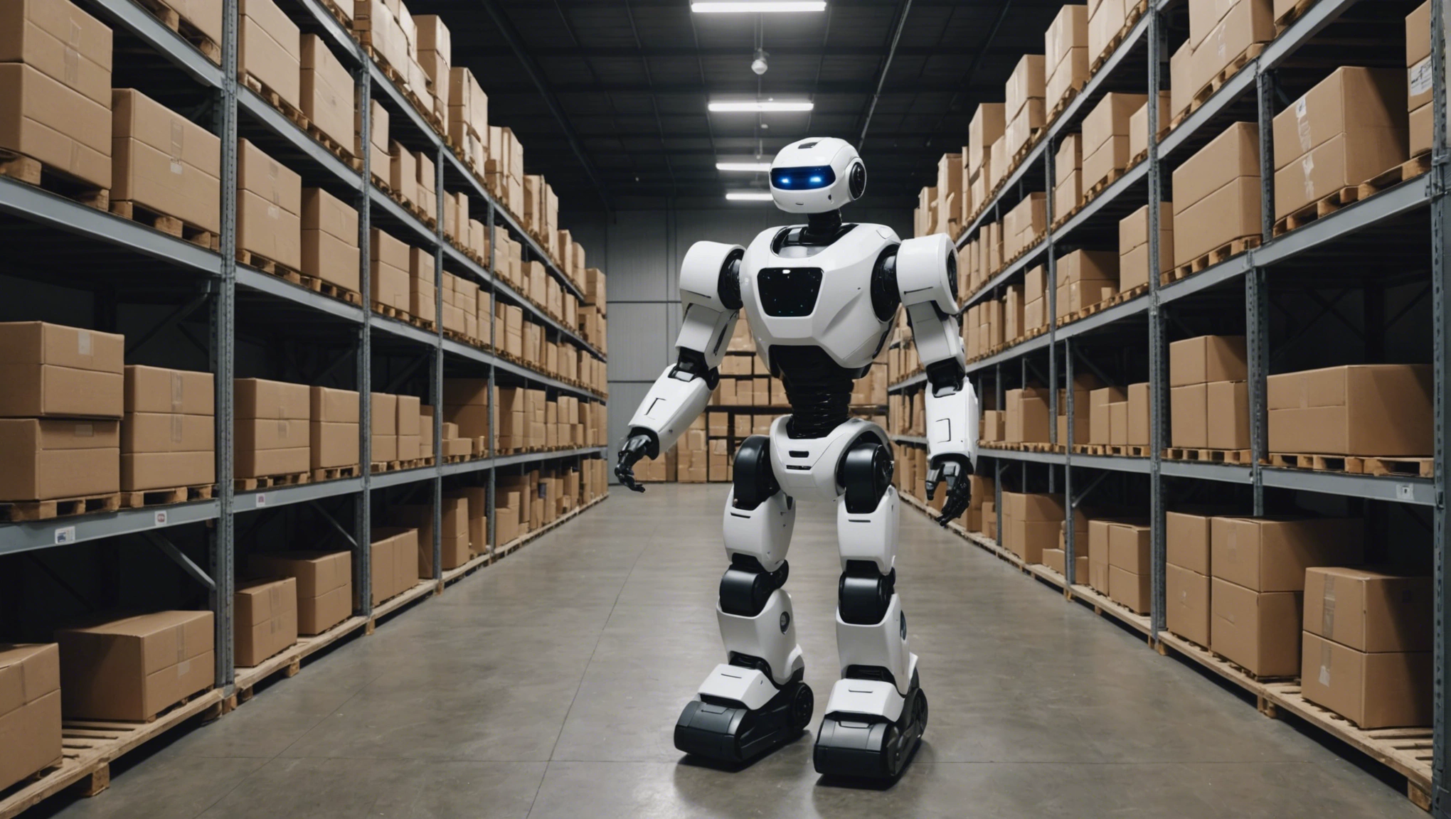 robot in a food supply distribution center
