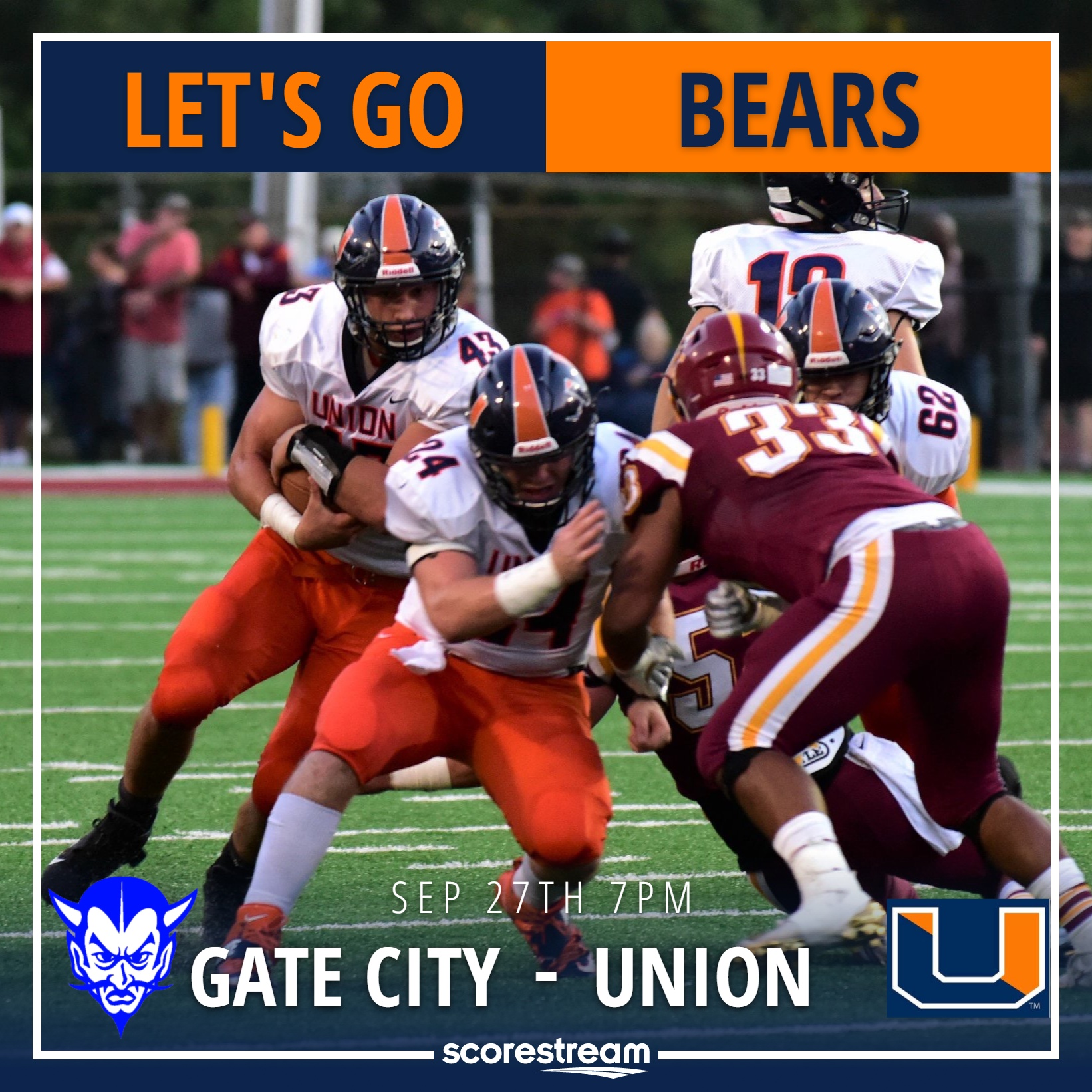 The Union Bears defeat the Gate City Blue Devils 28 to 14 ScoreStream