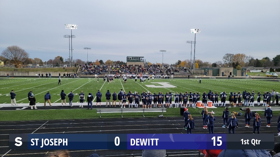 The DeWitt Panthers defeat the St Joseph Bears 43 to 7 ScoreStream