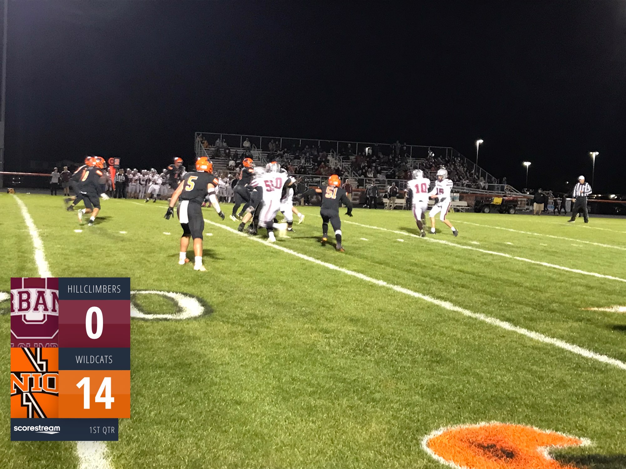 The North Union Wildcats defeat the Urbana Hillclimbers 33 to 0