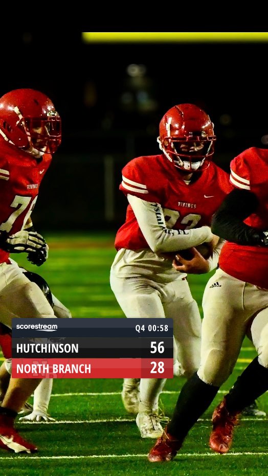 The Hutchinson Tigers defeat the North Branch Vikings 56 to 28