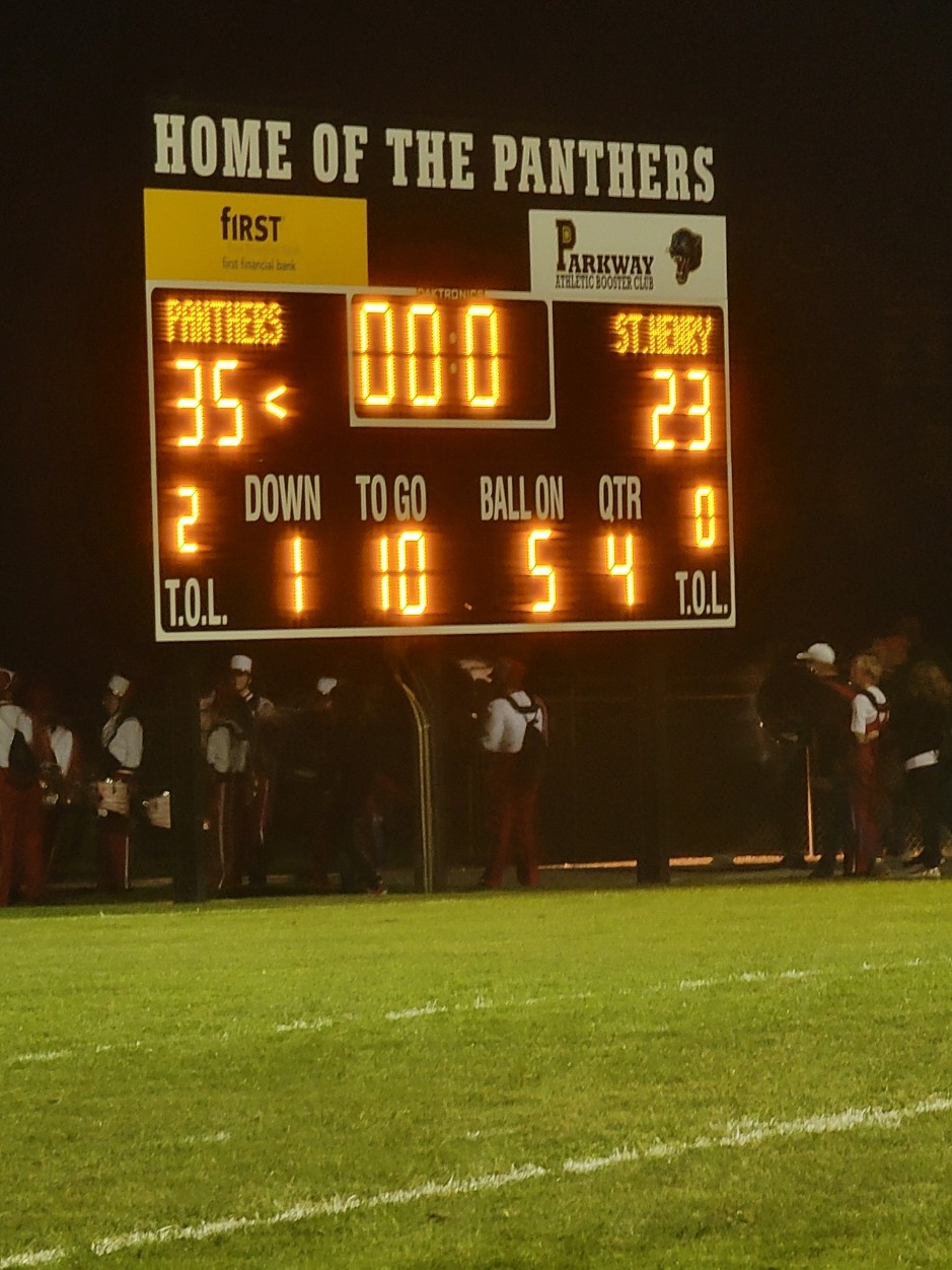 The Parkway Panthers defeat the St. Henry Redskins 35 to 23 ScoreStream