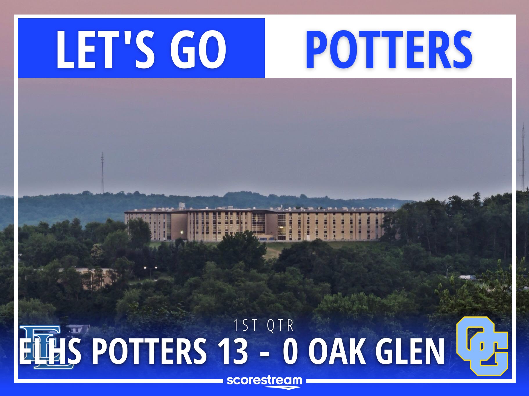 The East Liverpool Potters defeat the Oak Glen Golden Bears 40 to 20