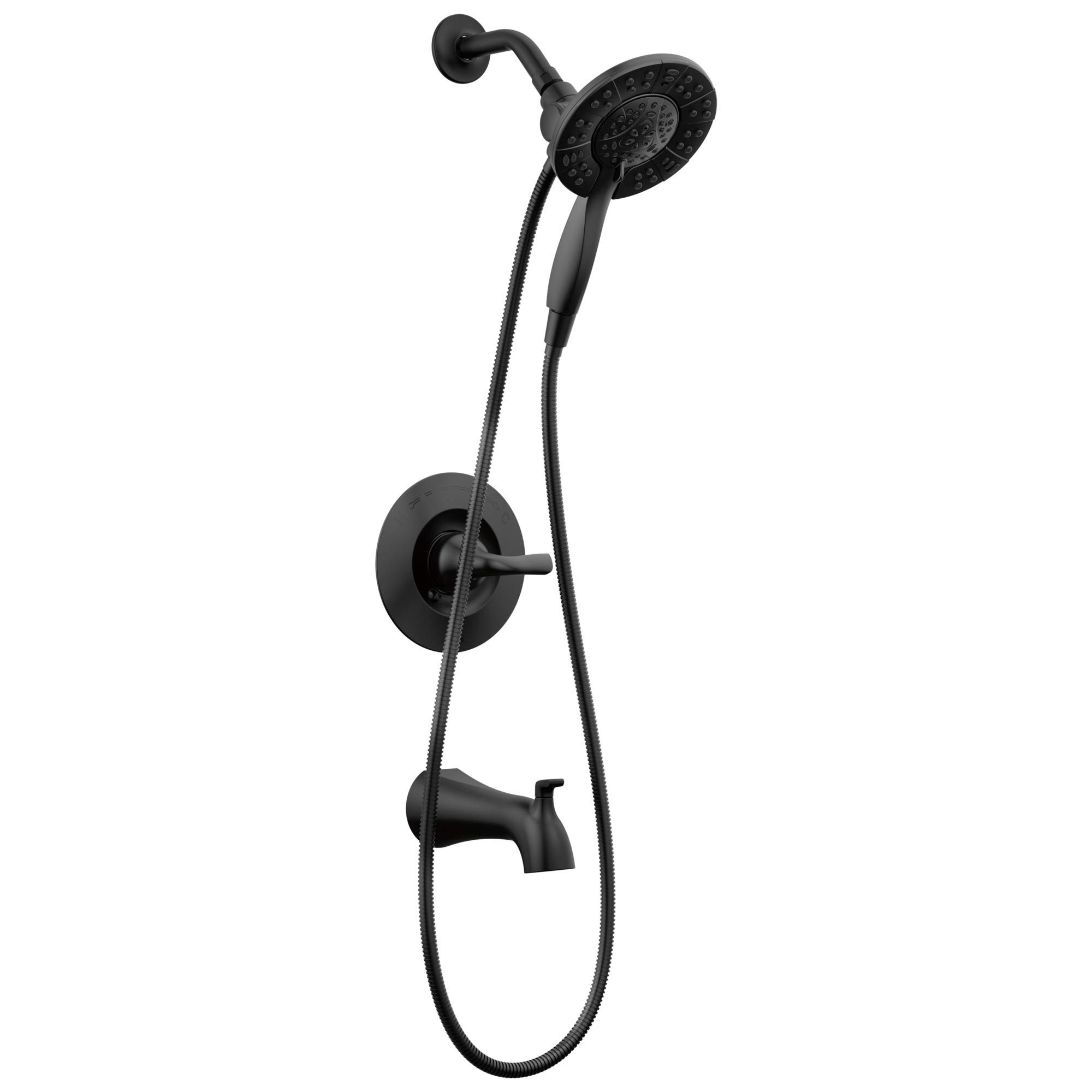 Delta Woodhurst Dusch-Trim Kit In Matte Black – Mit Regenduschkopf, Monitor Ventil, WaterSense, Soft Rubber Touch-Clean