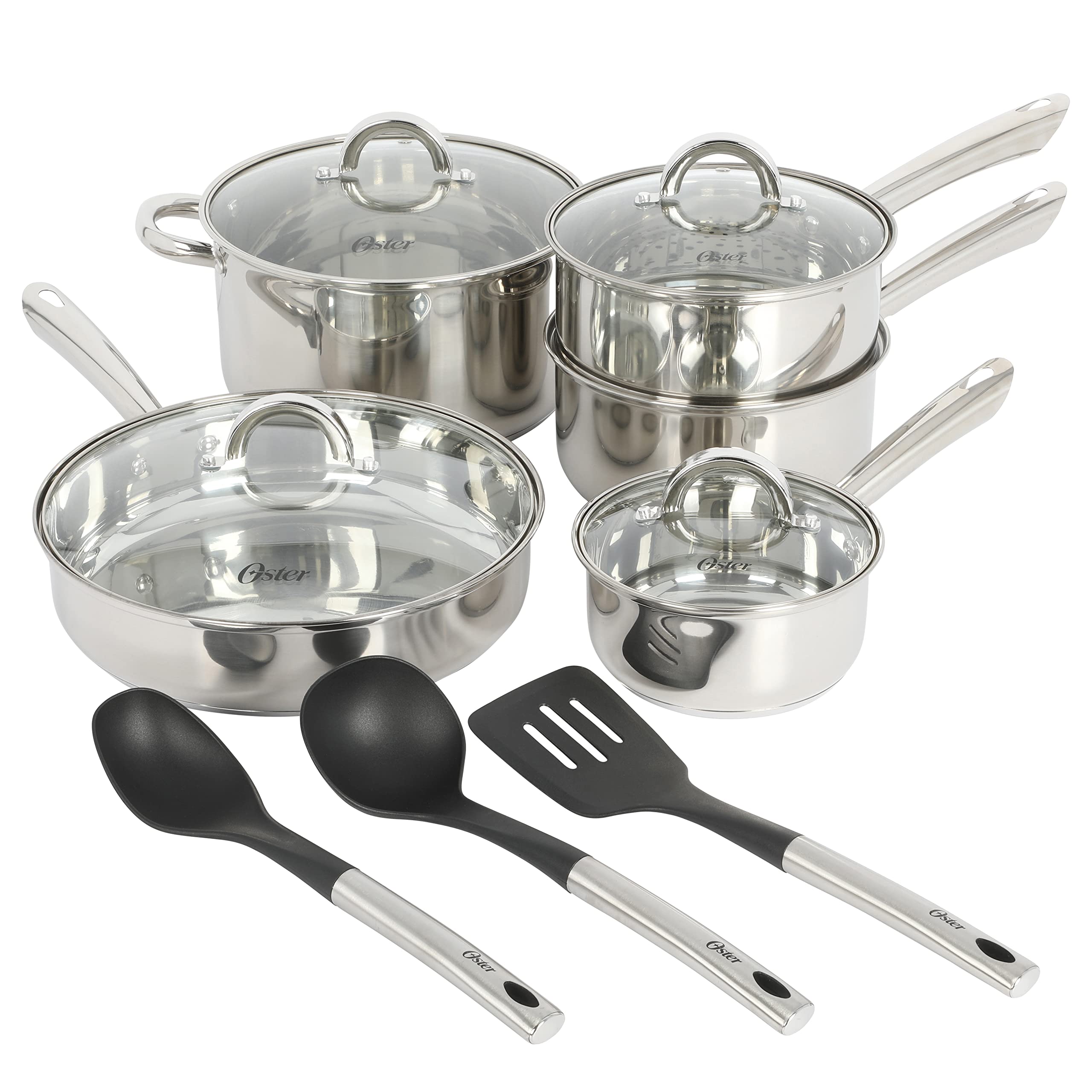 Oster Corbett 8-Piece Cookware Set - Forged Aluminum, Ceramic Non-Stick, Induction Compatible, Teal Gradient
