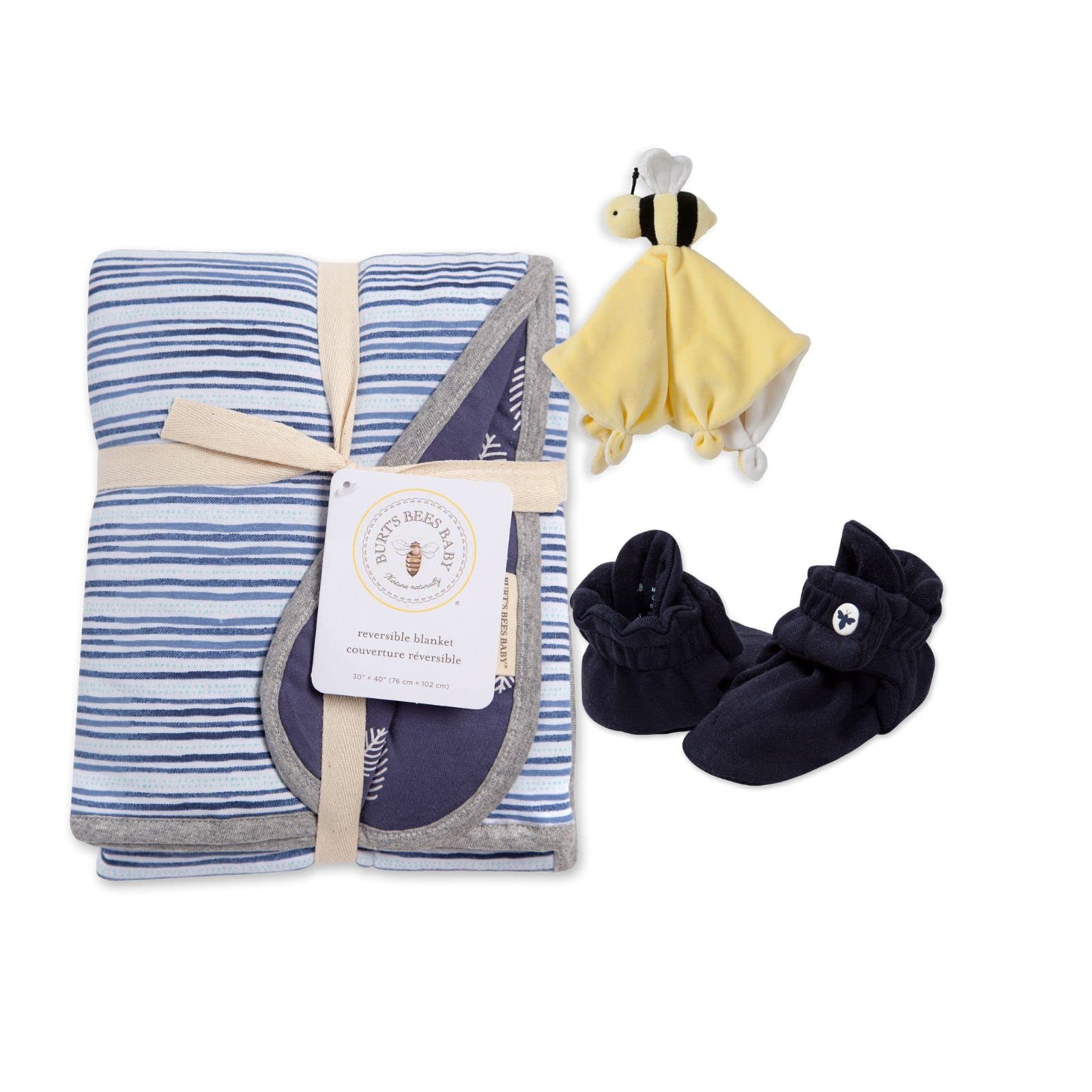 Burt's Bees Baby Aduoke Reversible Decke – Bio-Baumwolle, Mehrfach Nutzbar Für Krabbeldecke & Nestchen (Navy Mountains)