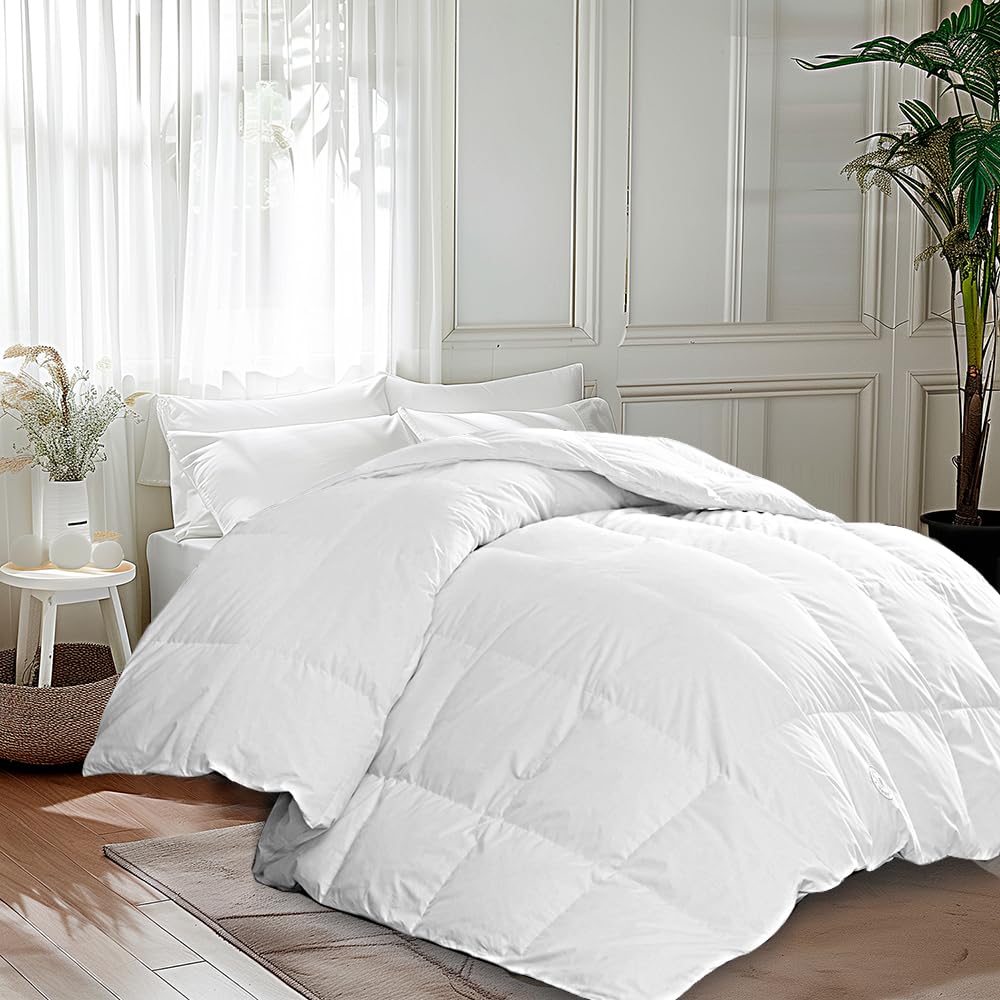 Martha Stewart - Brandclub - Martha Stewart White Goose King Size Feathers  Down Fiber Comforter, 100% Cotton Duvet Insert King, Hotel Luxury  Hypoallergenic Comforter 68oz All Season Medium Warmth 106 x 90 Inch, image size:1000x1000