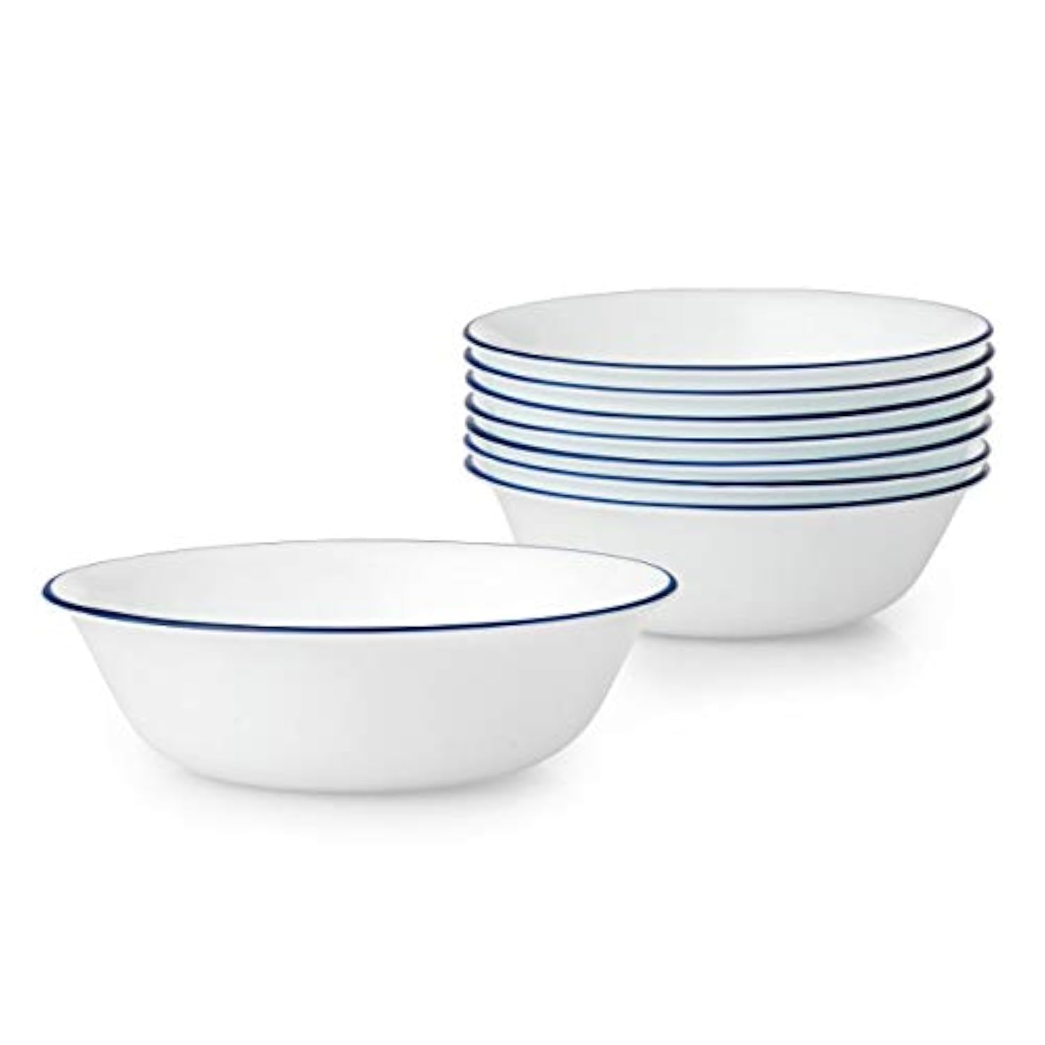 Corelle Vitrelle Glass 4-Piece Bowl Set - 18oz Chip Resistant Triple Layer Glass, Crimson Trellis Pattern