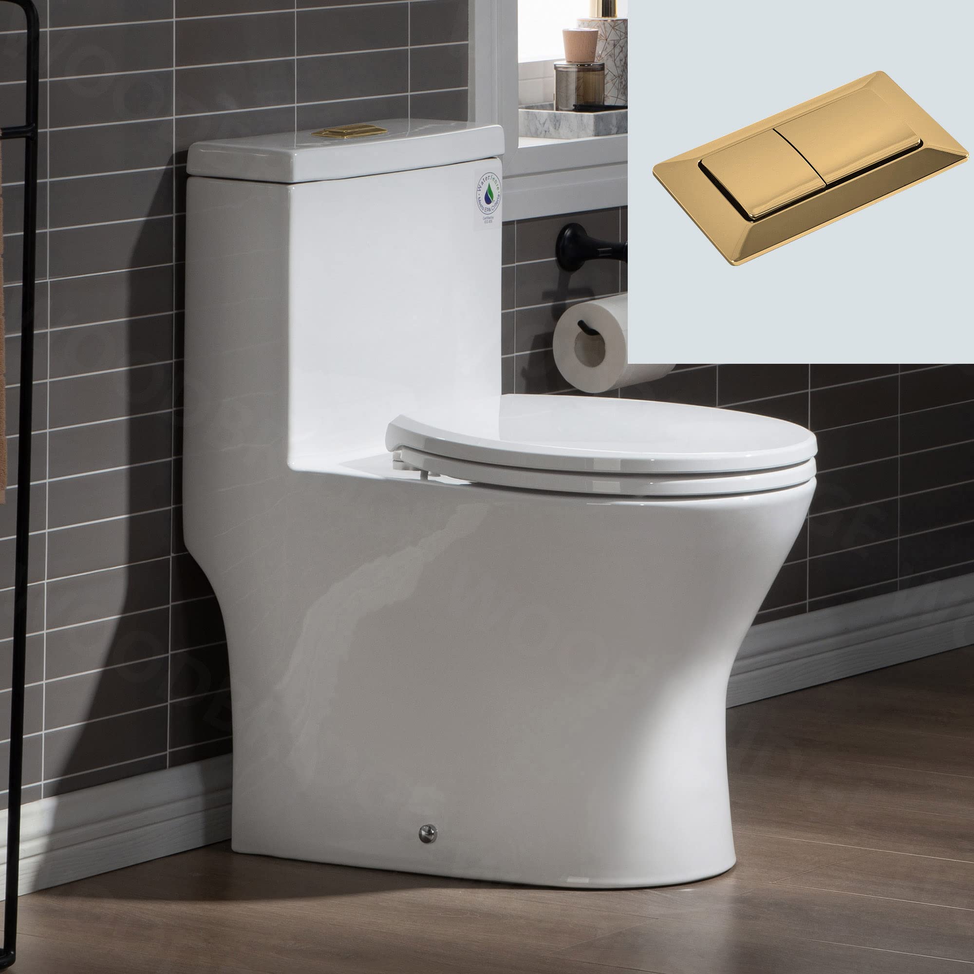 Woodbridge B0970S White Dual Flush Elongated Chair Height Smart Soft Close 1 Piece Bidet 12 In Rough In 1 6 Gpf