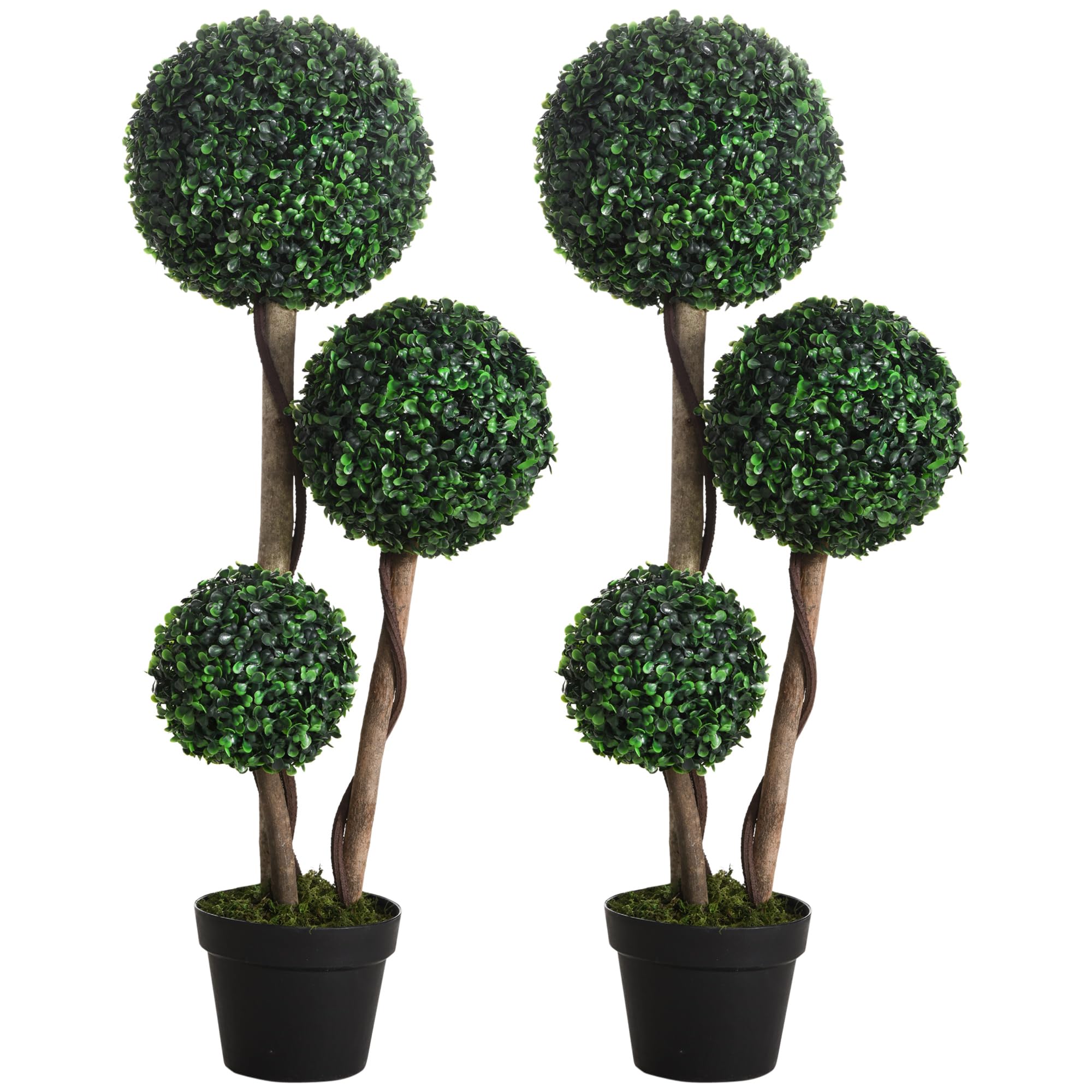 HOMCOM 4.5-Foot Artificial Ficus Tree – Realistic Fake Plant In Pot For Indoor/Outdoor Home & Office Decor