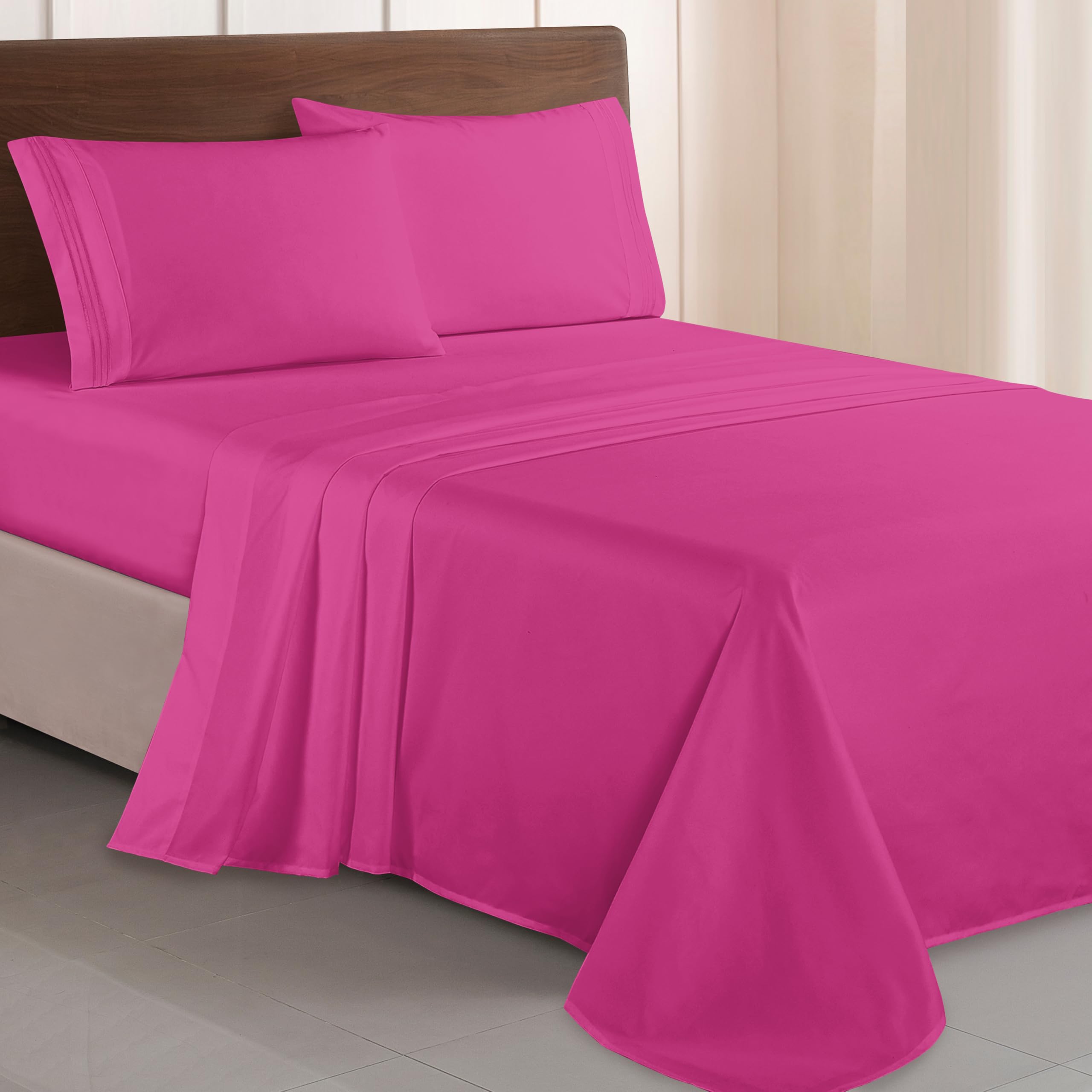 Elegant Comfort 6-Piece Plaid Pattern Bed Sheet Set - Soft As A Hotel Premium Quality Burgundy / Full