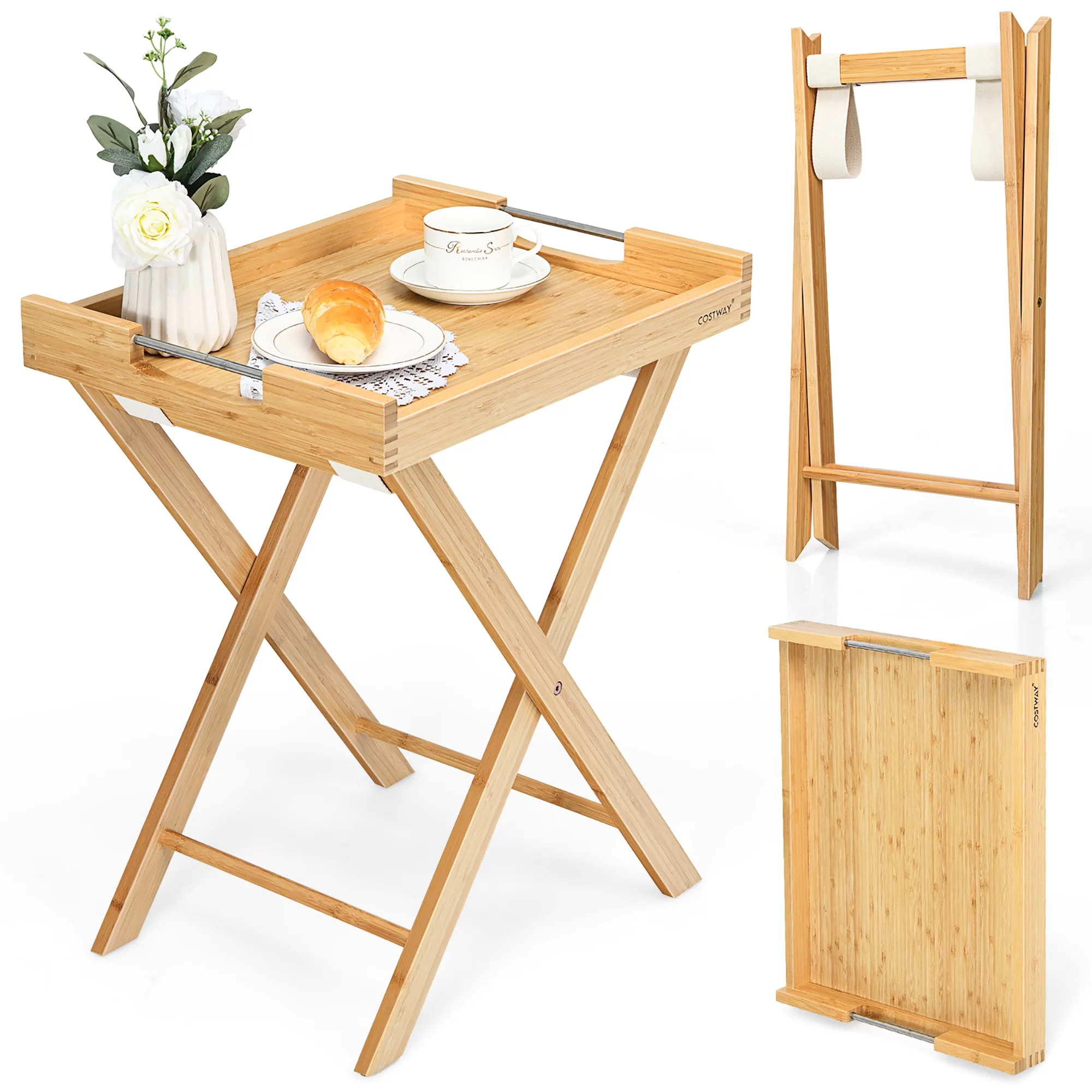 Piece Tray Table Set Folding Wood TV Game Snack Dinner Couch