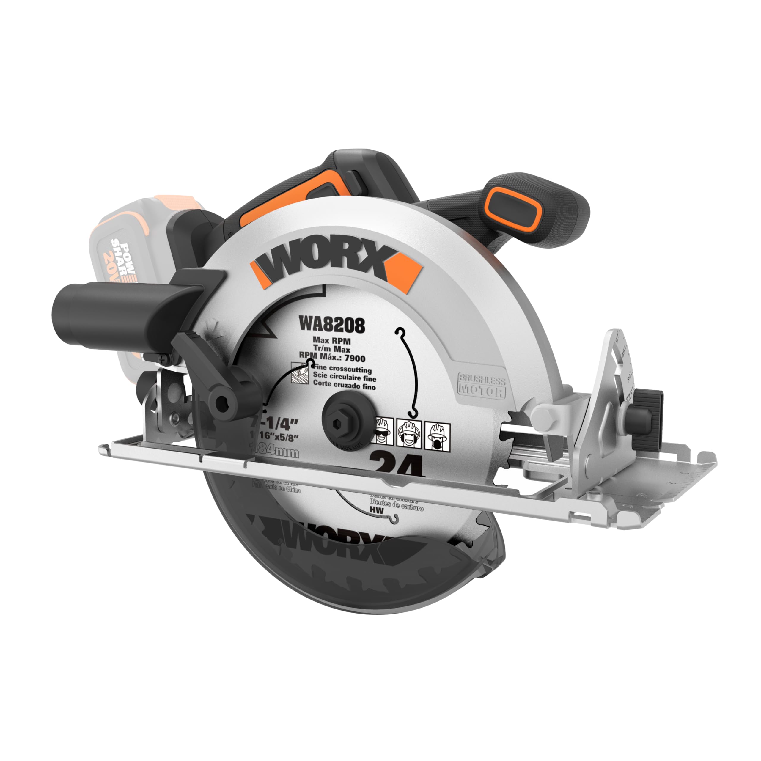 Worx Nitro WX520L 20V Power Share 4.0Ah 7.25" Cordless Circular Saw With Brushless Motor 20v 4 0ah 7 25