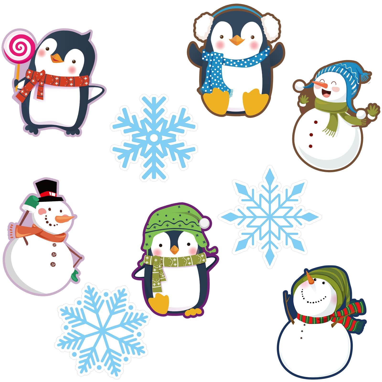 Haooryx Christmas Winter Penguin Bulletin Board Set - 92 Pcs Paper Cut-Outs, Multicolor, Cartoon