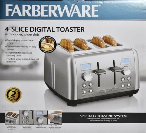 Weiß 4 Scheiben Toaster Dual Control, Breite Schlitze Variable Braunung