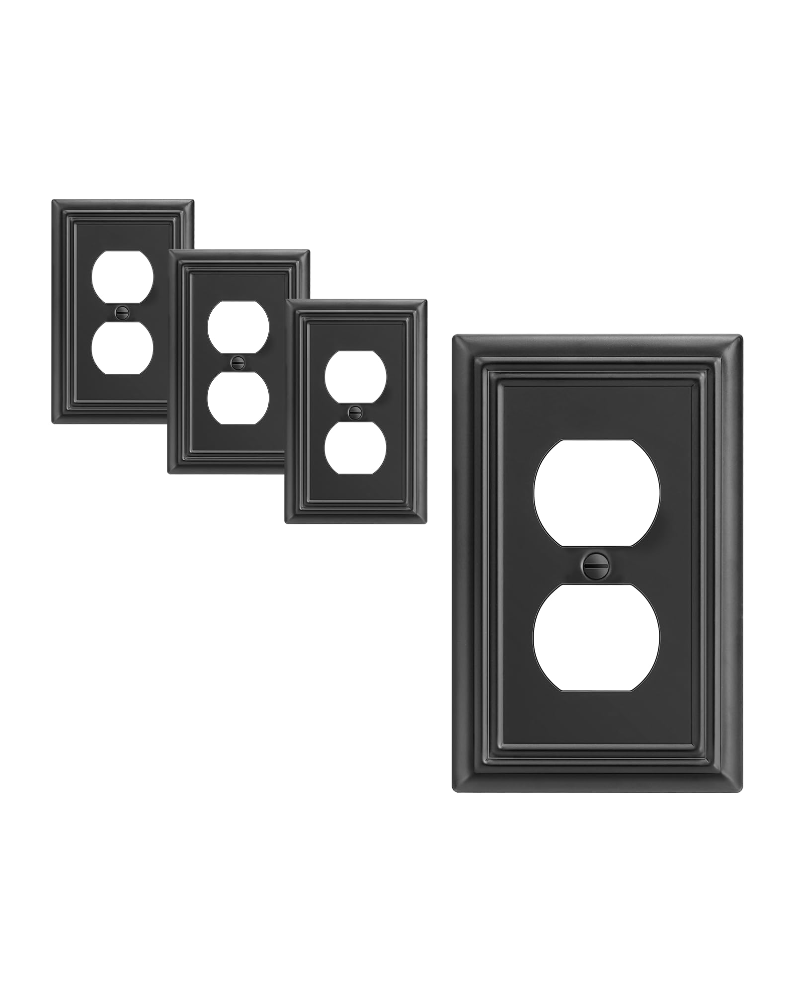 DEWENWILS 4-Pack White Metal Outlet Cover Plates - Brushed Finish