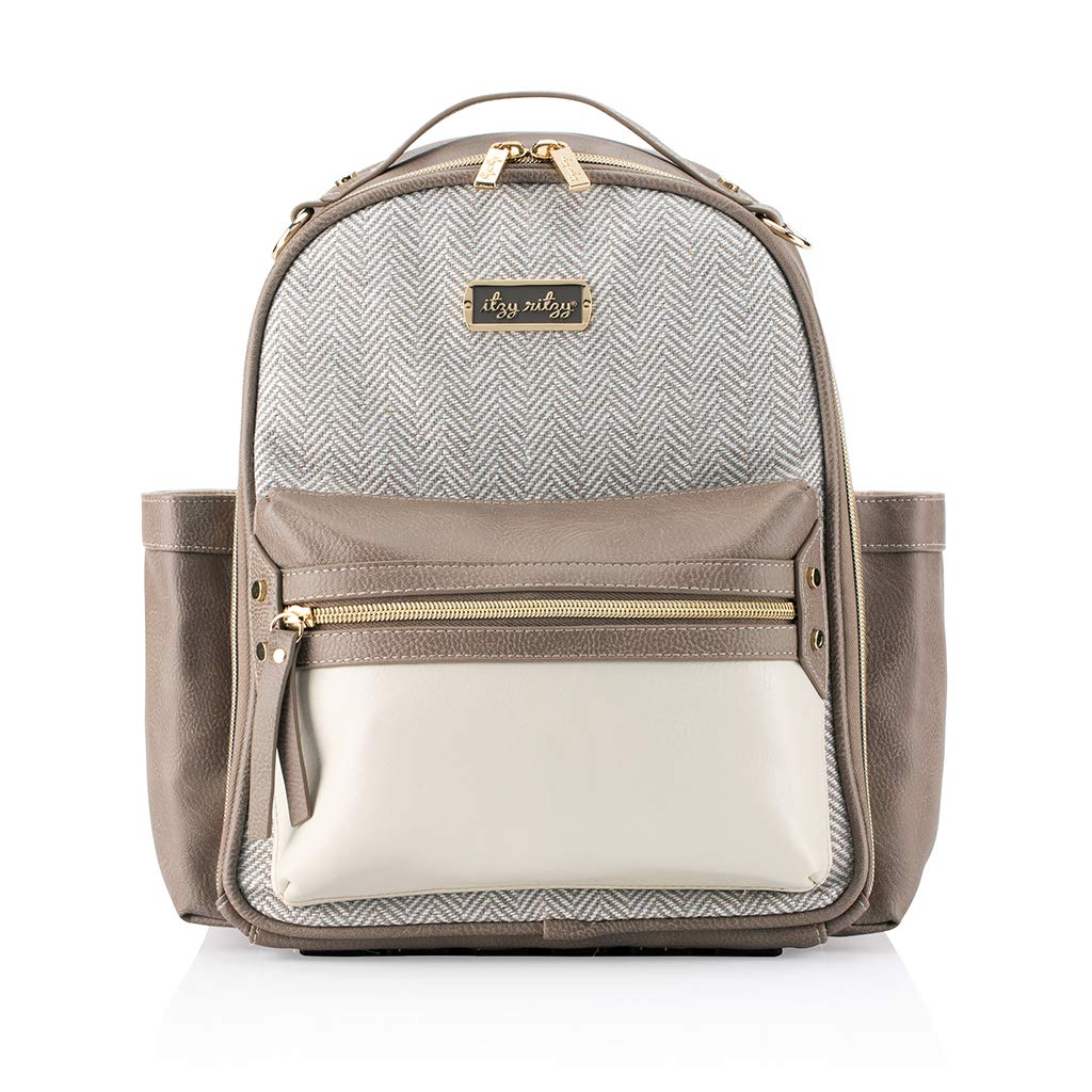 thumbnail image 2 of Itzy Ritzy Mini Plus Diaper Backpack With Changing Pad - Milk & Honey Pattern, 10 Pockets 2 of 13