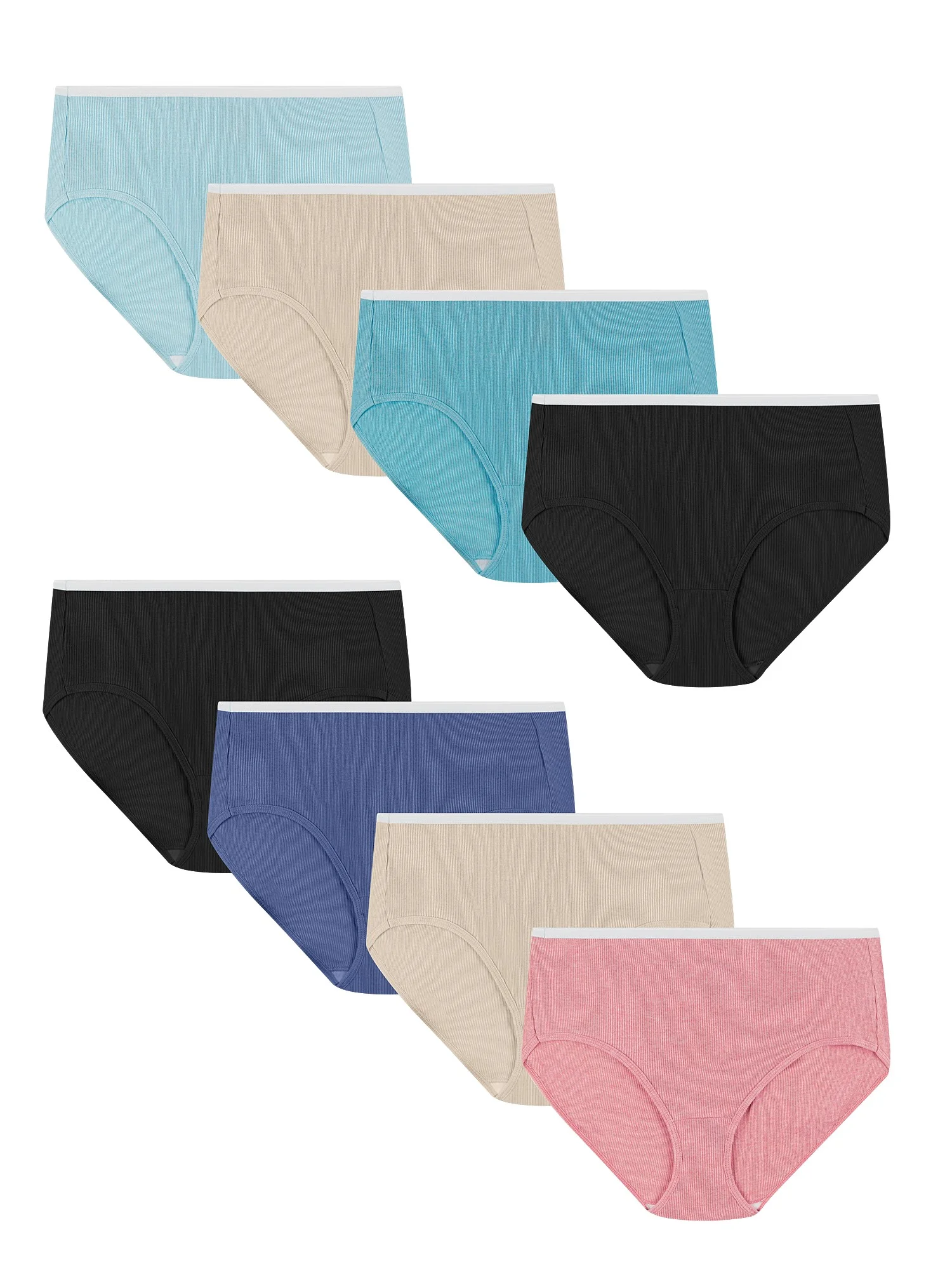 6 Pack High Waist Women's Sport Briefs - Breathable Stretchy Cotton Panties Colorful Assortment