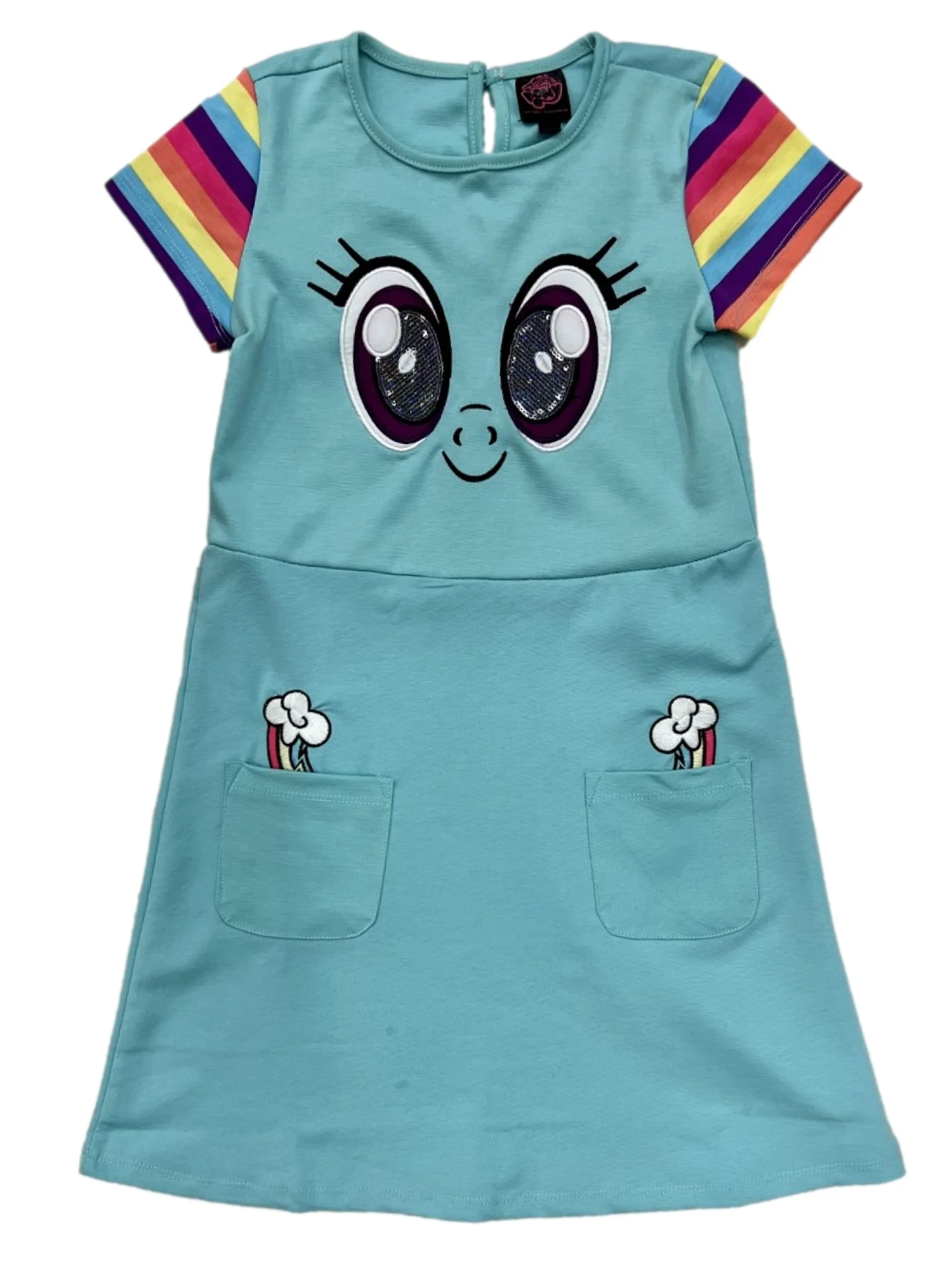 My Little Pony - Brandclub - Girls My Little Pony Rainbow Dash Short Sleeve  Dress With Pockets Small (7-8)