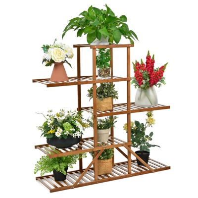 thumbnail image 2 of UNHO Antirust Solid Bamboo Plant Stand – 7-Tier Multi Potted Rack, Natural Wood, Indoor/Outdoor Corner Shelf 2 of 2