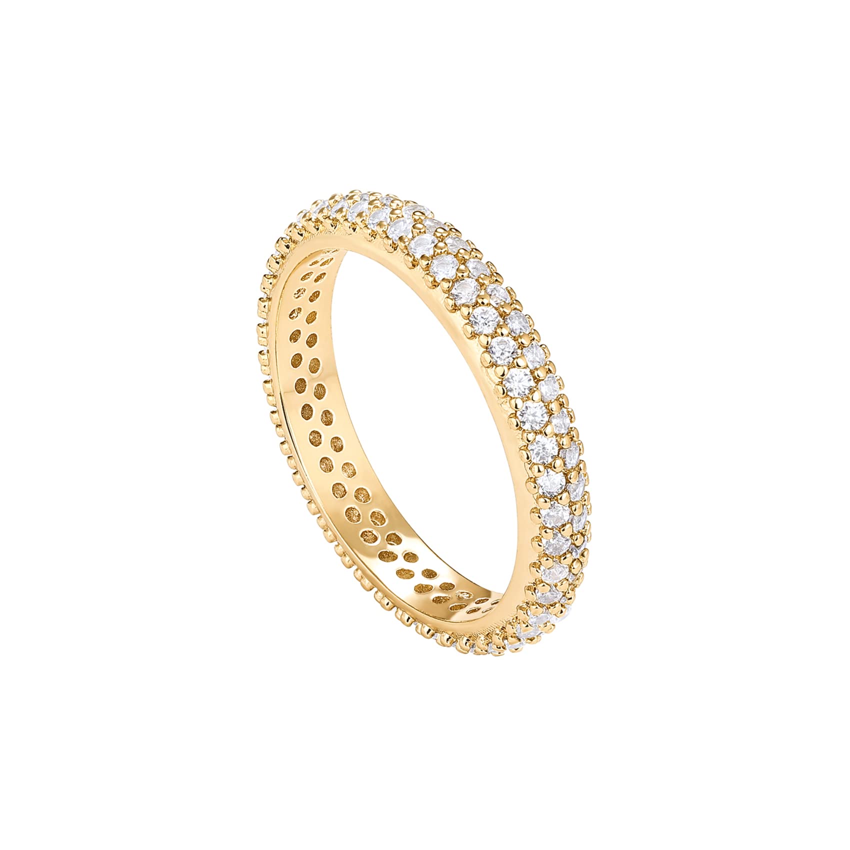 人気ブランド【PAVOI】Double Row Eternityリング Amazon.com: PAVOI 14K Gold Plated Cubic Zirconia Double Row