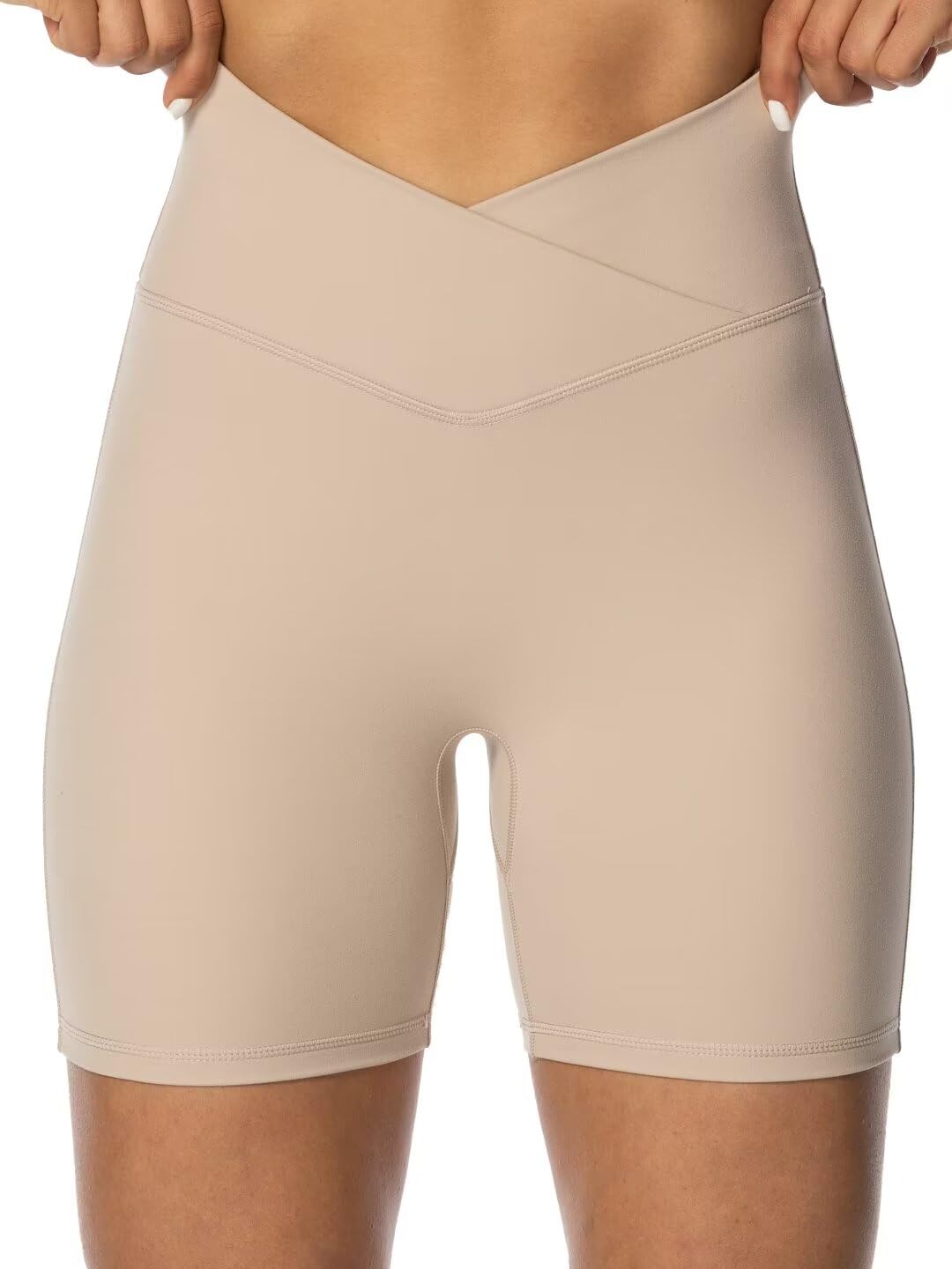 Sunzel Women's Crossover Biker Shorts - High Waist Yoga Gym Shorts With Tummy Control - View #5