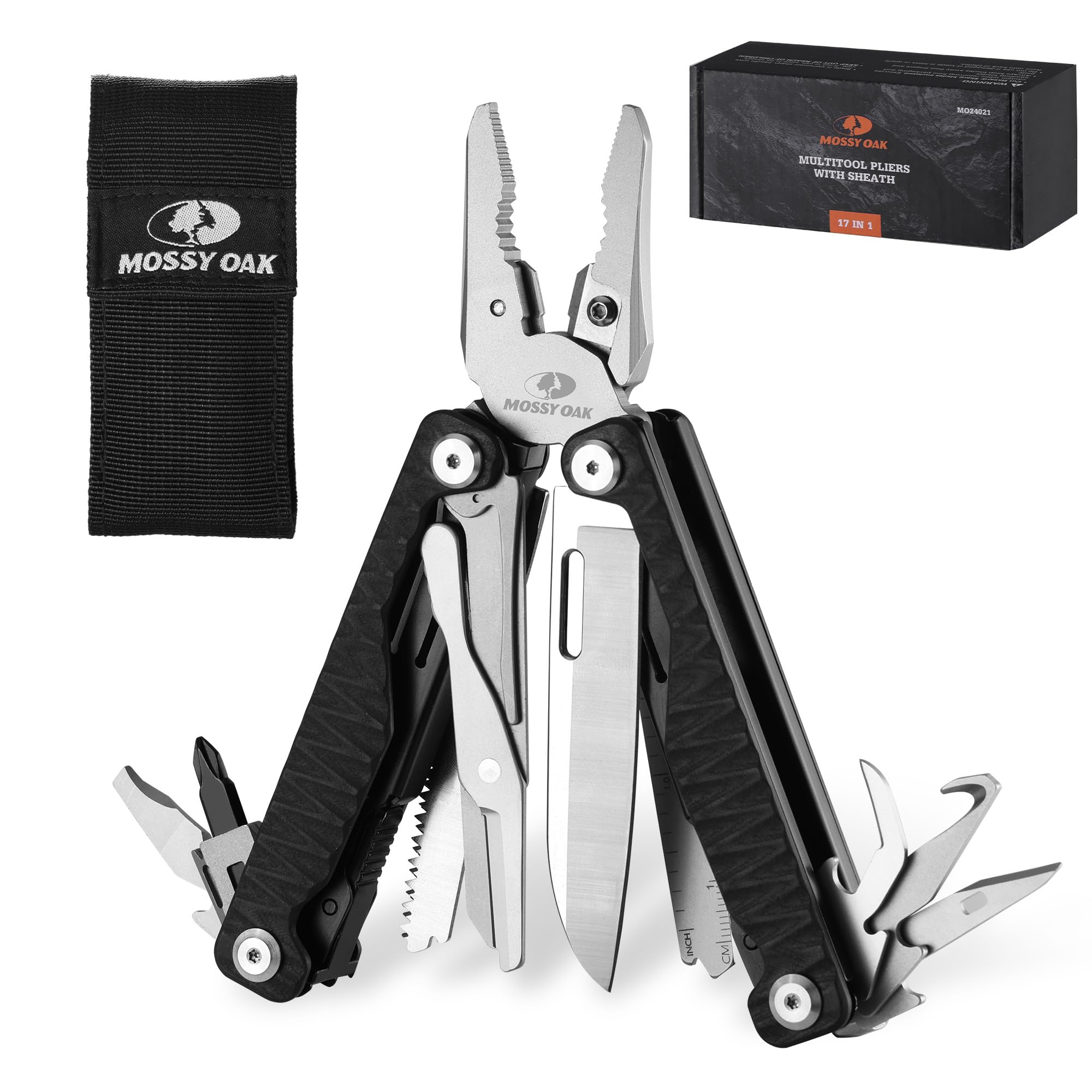 HX OUTDOORS 19-in-1 Pocket Multitool - Stainless Steel Pliers With Fire Starter & Glass Breaker, EDC Survival Tool