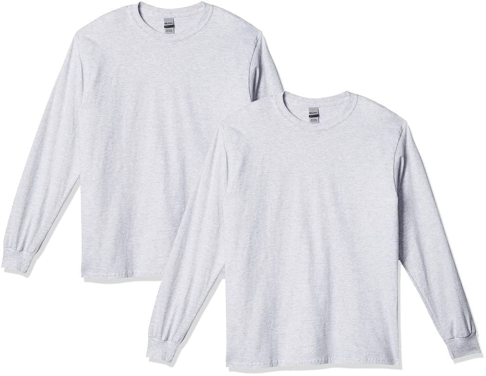 Gildan Men's Ultra Cotton Long Sleeve T-Shirt 2-Pack - Style G2400, Sport/White, Heavyweight Comfort