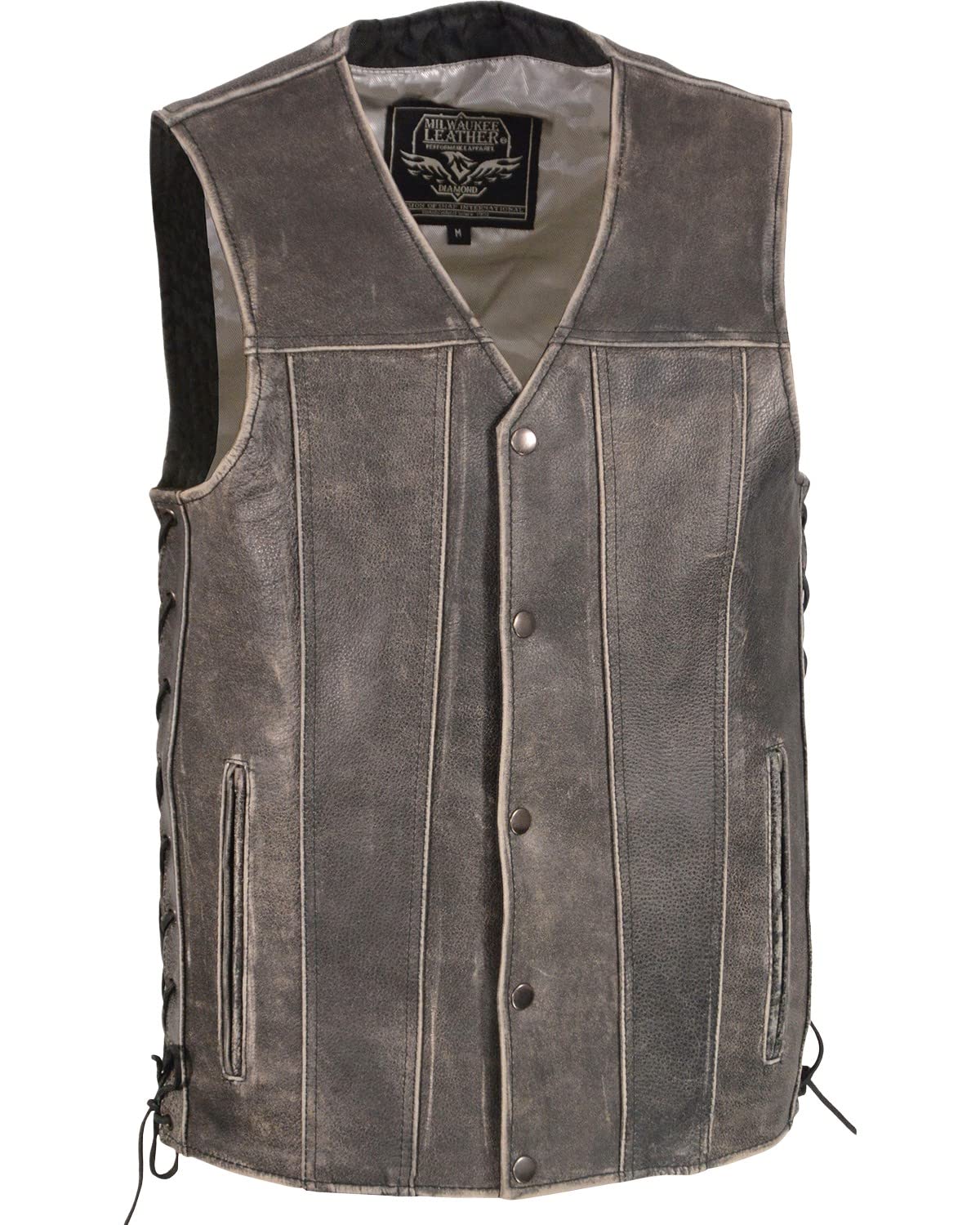 Milwaukee Leather Herren-Lederweste „Gaucho“ – Extra Langer Rücken, Schwarz