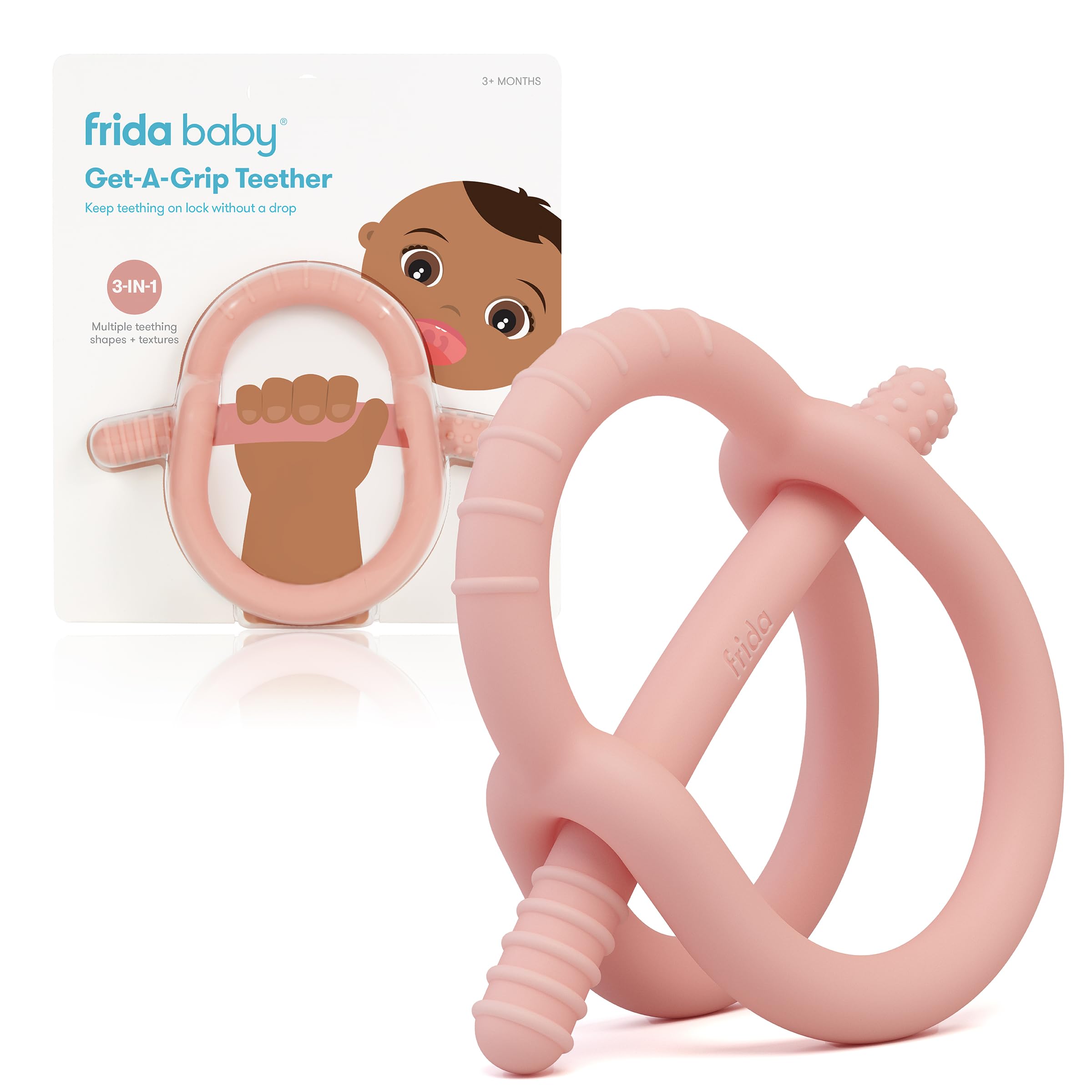 FridaBaby - Brandclub - Frida Baby Get-A-Grip Silicone Teether for Teething  Pain Relief, BPA-Free Food-Grade Teething Toys for Infant Baby Newborn 0-6,  12, 18 Months, Easy-Grip Teether Ring, PVC-Free, Pink
