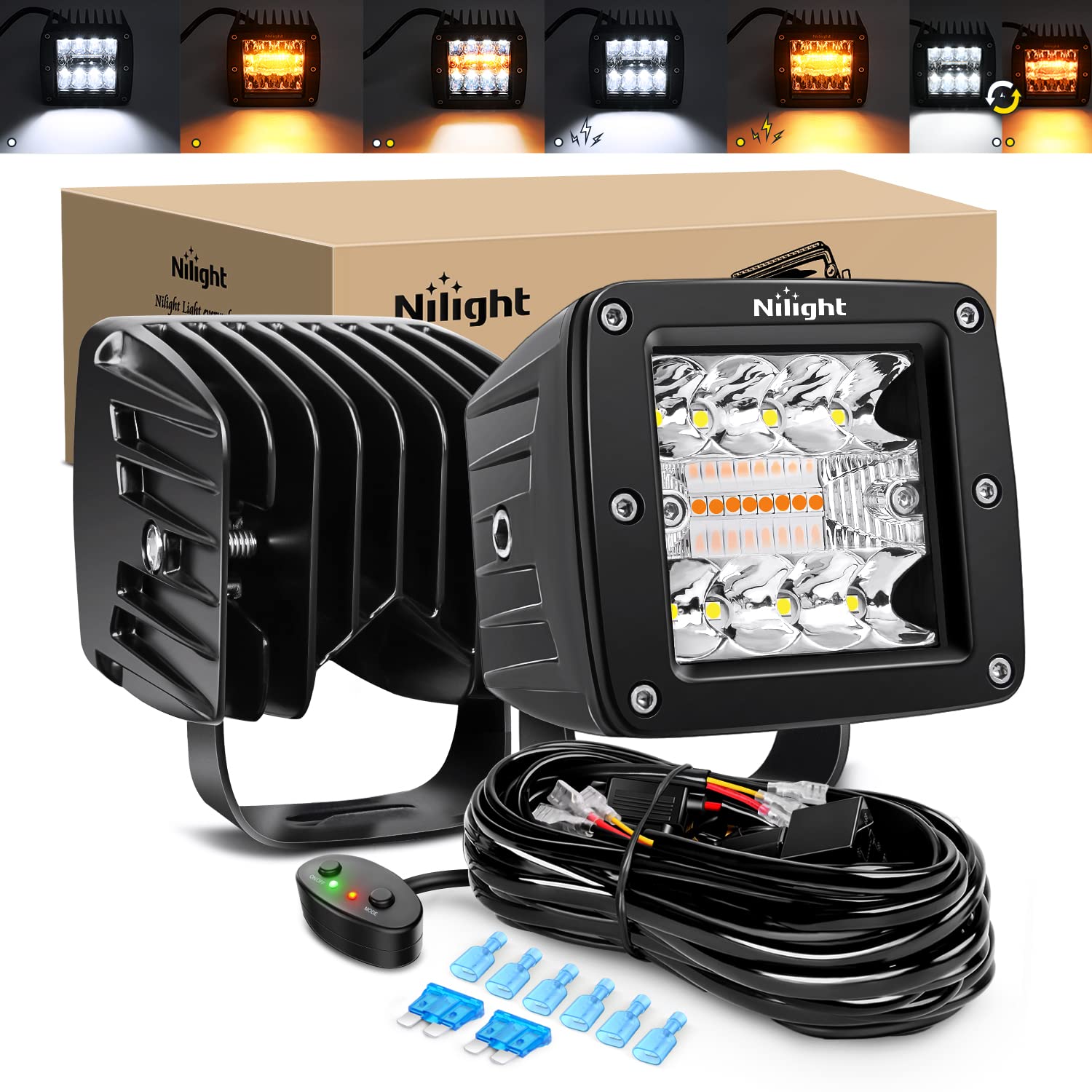 SKYWORLD 33 Inch LED Light Bar - 180W Dual White & Amber Light With Wiring Harness | For Truck SUV ATV 4x4 - View #3