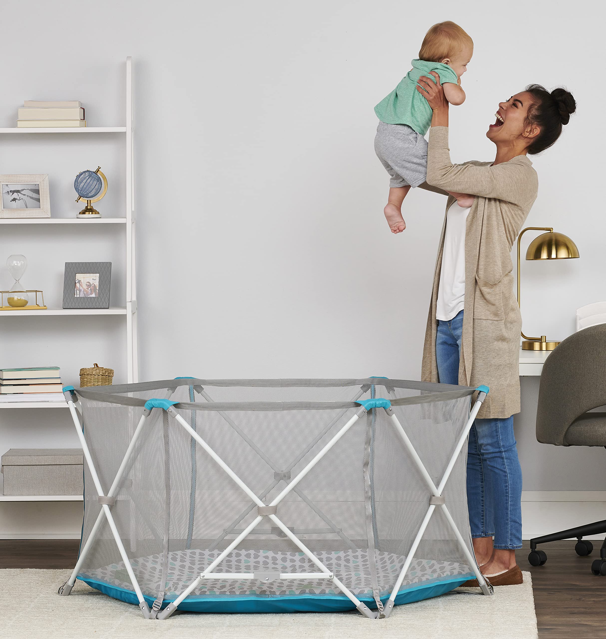 Regalo On-The-Go Baby My Play, Portable Play Yard, And Activity Mat, Indoor & Outdoor, Includes UPF Canopy With Toys, Padded Bottom And Carry Case