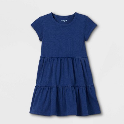 cat and jack blue dress Girls' Long Sleeve French Terry Rhinestone Dress - Cat & Jack Blue M