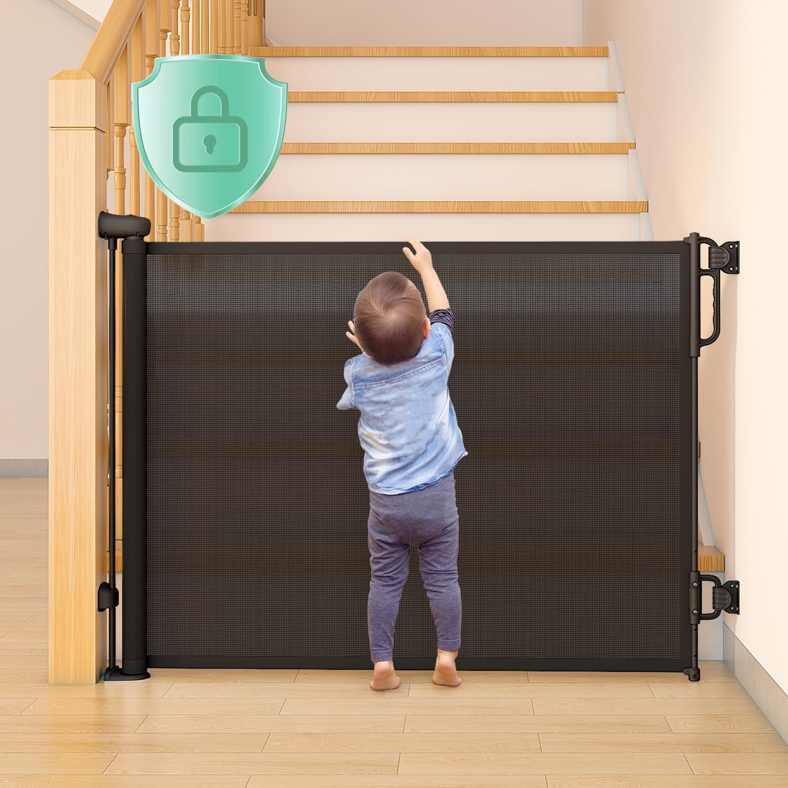Stairs Expandable Baby Gate Mesh Retractable Baby Gate, Extra Wide