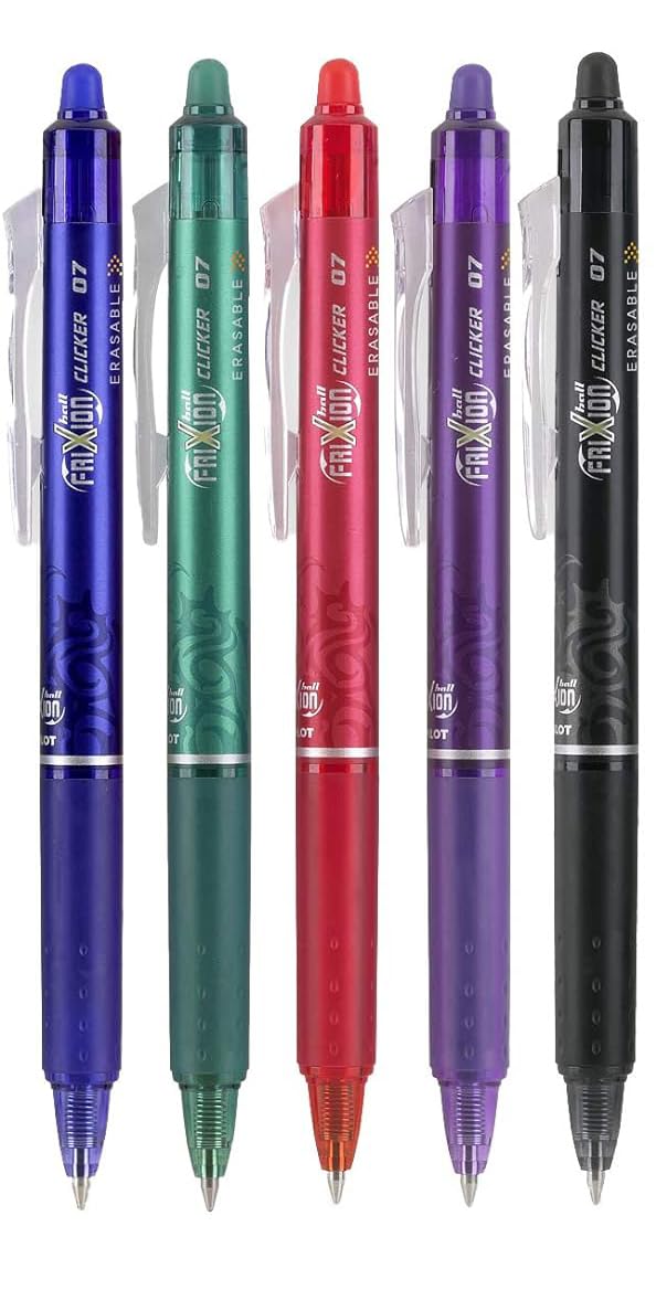 Pilot Frixion Erasable Gel Pen - 0.38mm Fine Point (Pearl Blue Body) + 3 Refills (Black, Blue, Red) - View #7