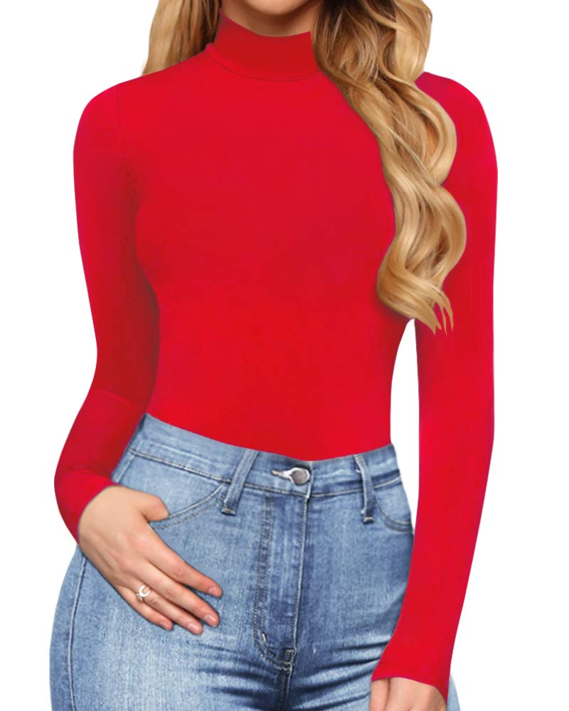 MANGOPOP Women's Mock Neck Long Sleeve Mesh T-Shirt - Sheer Slim Fit Top, Basic Tee - View #5