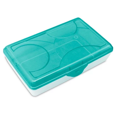 Sterilite Small Translucent Plastic Pencil Box Case With Lid For School & Office Supplies Pen Holders Molokai Blue Tint 24 Pack - View #5