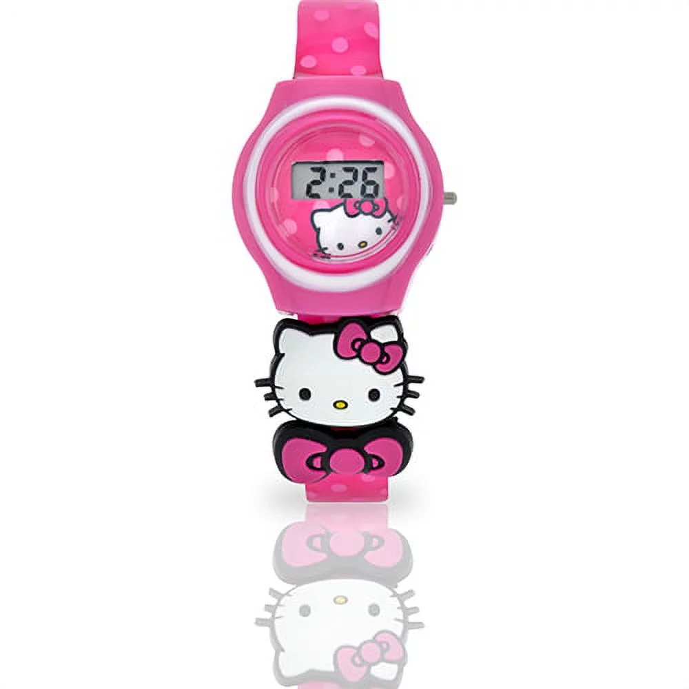 Hello Kitty Pink Watch with Charms Hello Kitty Watch Silver Crystal Bezel Pink Bow Charm  main image 2